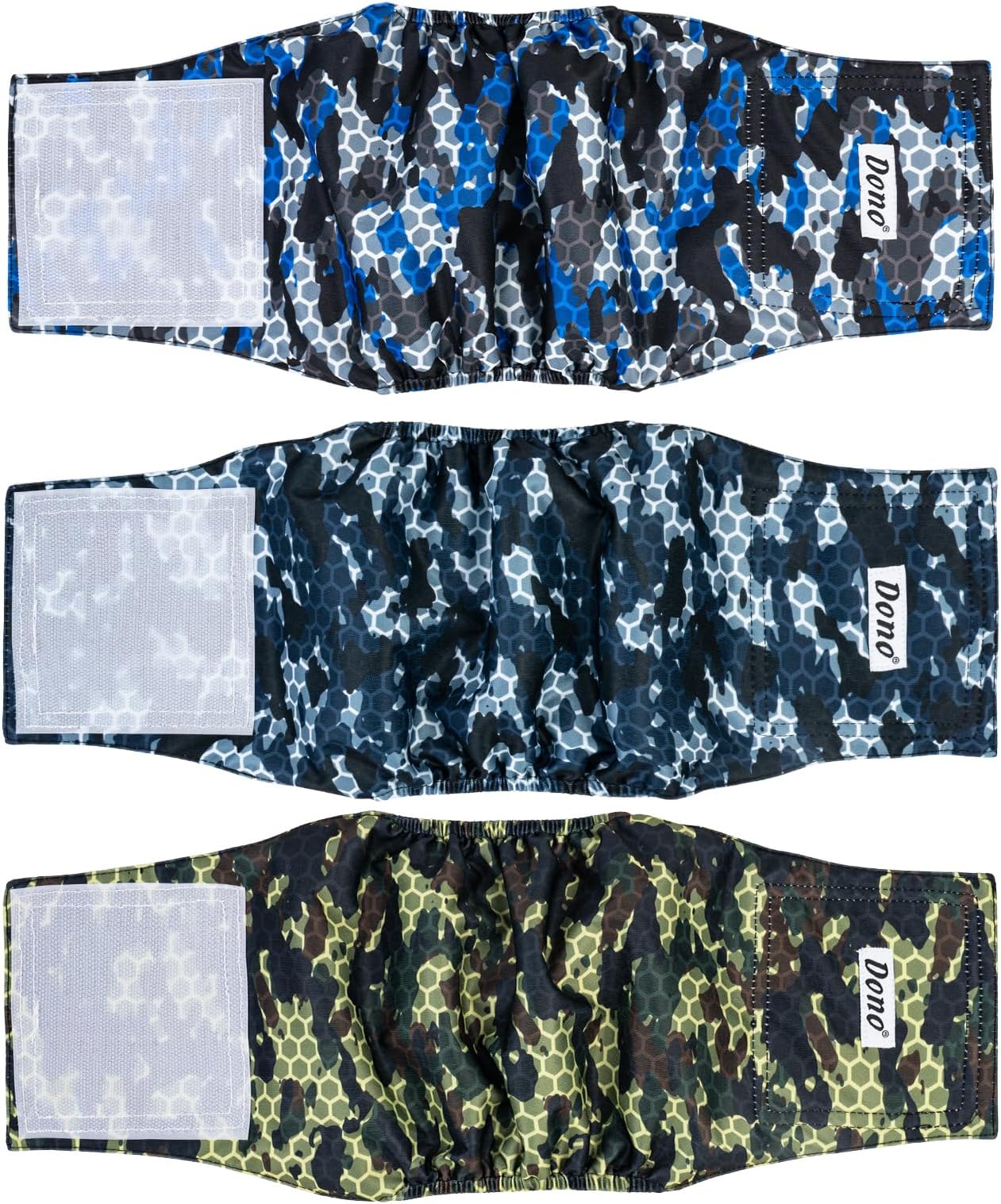 Dono Washable Male Dog Nappies, Super Absorbing Male Dog Belly Band Pack of 3, Sanitary Pants Dog Wraps for Small Medium Large Dogs S(Army,S)