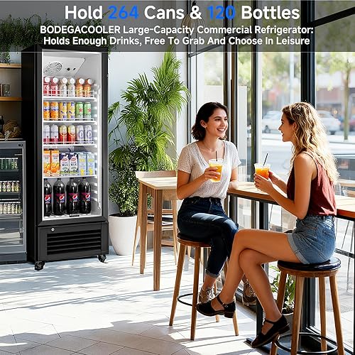 Miniatura 9 de BODEGA COOLER Refrigerador comercial de bebidas, 264 latas y 120 botellas, refrigerador con luz LED suave y descongelación automática,