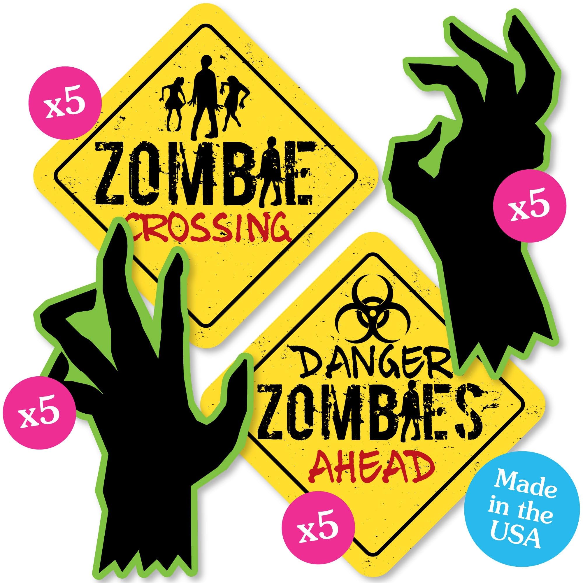 Big Dot of Happiness Zombie Zone - Zombie Decorations - DIY Halloween Decorations - Halloween Cutouts Essentials - Zombie Crawl Party - Halloween Cut