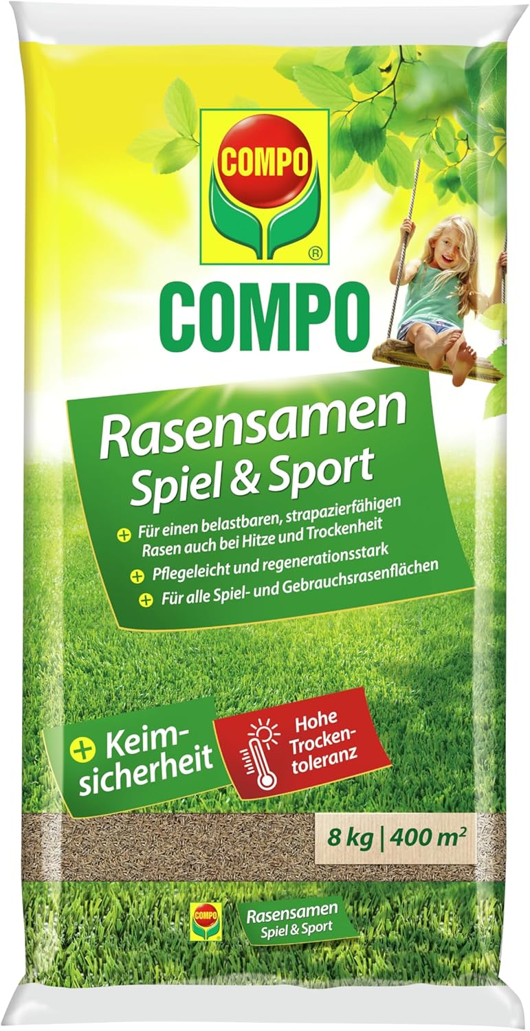 Compo Lawn Seed Game and Sport, Universal Lawn Mix, 8 kg, Lawn seed game and sport, yellow
