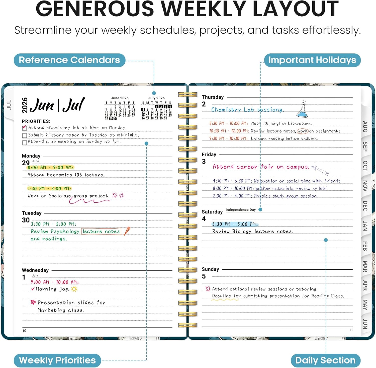 Taja Planner 2026-2027, Jul 2026-Jun 2027 Monthly & Weekly Calendar Planner image 3