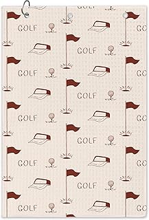 Vintage Golf Towel - Trenndy Modern Sports Club Golf Bag Accessories Towel, Preppy Disc Weave Waffle & Ball Towels with Carabiner Clip Gifts for Golfer Women Men Kids, 16"x24"
