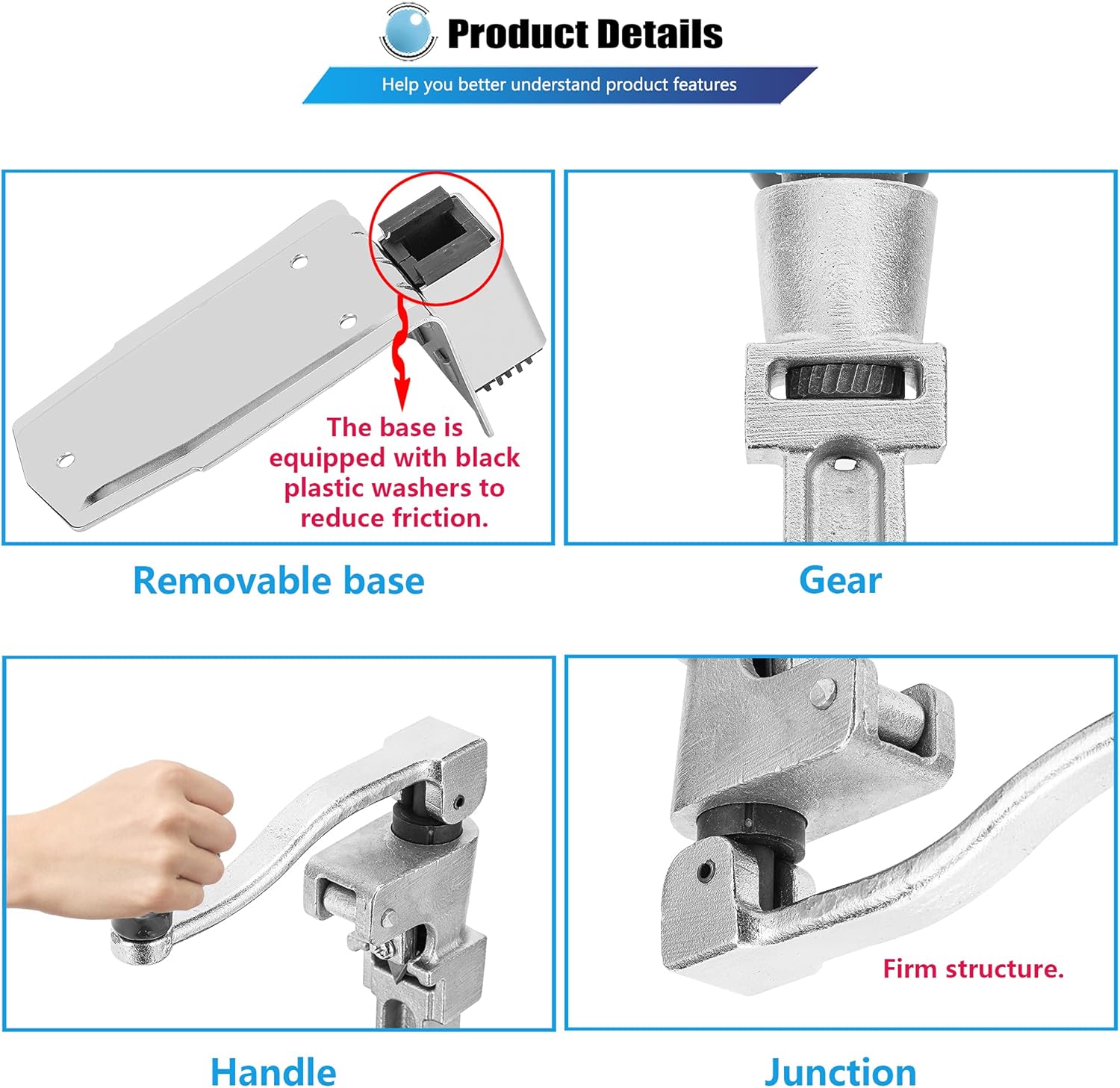 NEWTRY Commercial Tin Can Opener Manual Professional Canning Bottle Knife with Plated Steel Base for Restaurant Bar (large)