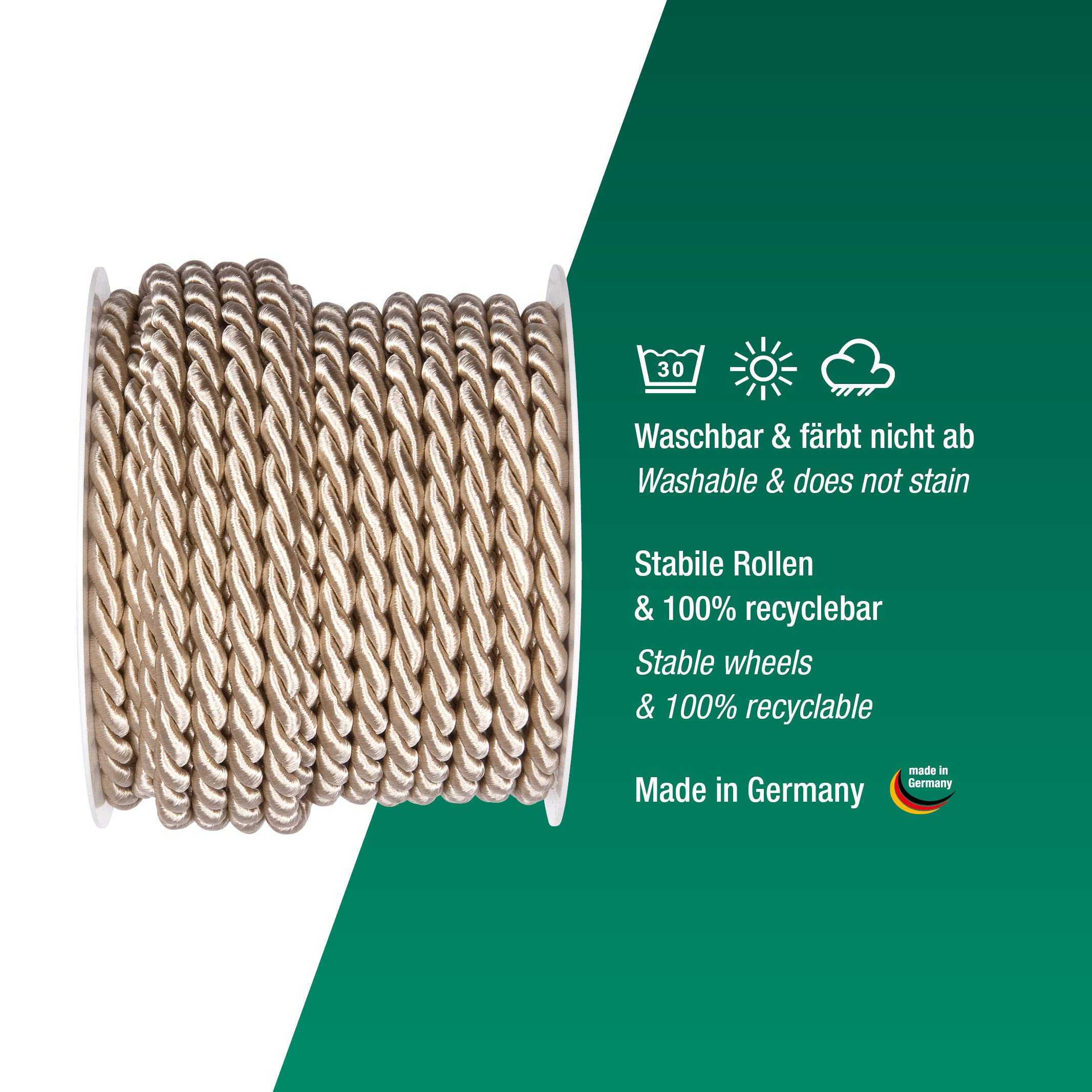 Halbach Seidenbänder Premium Kordel (perlmut) – Bild 3