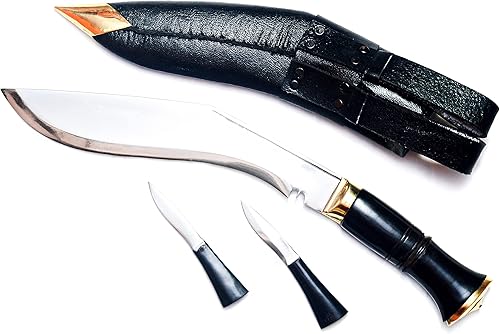 Miniatura 4 de Cuchillo KukriKhukuri genuino de 10 pulgadas, hoja forjada a mano de 10 pulgadas, cuchillo Kukricuchillas gemelas, un solo llenador, cuchillo