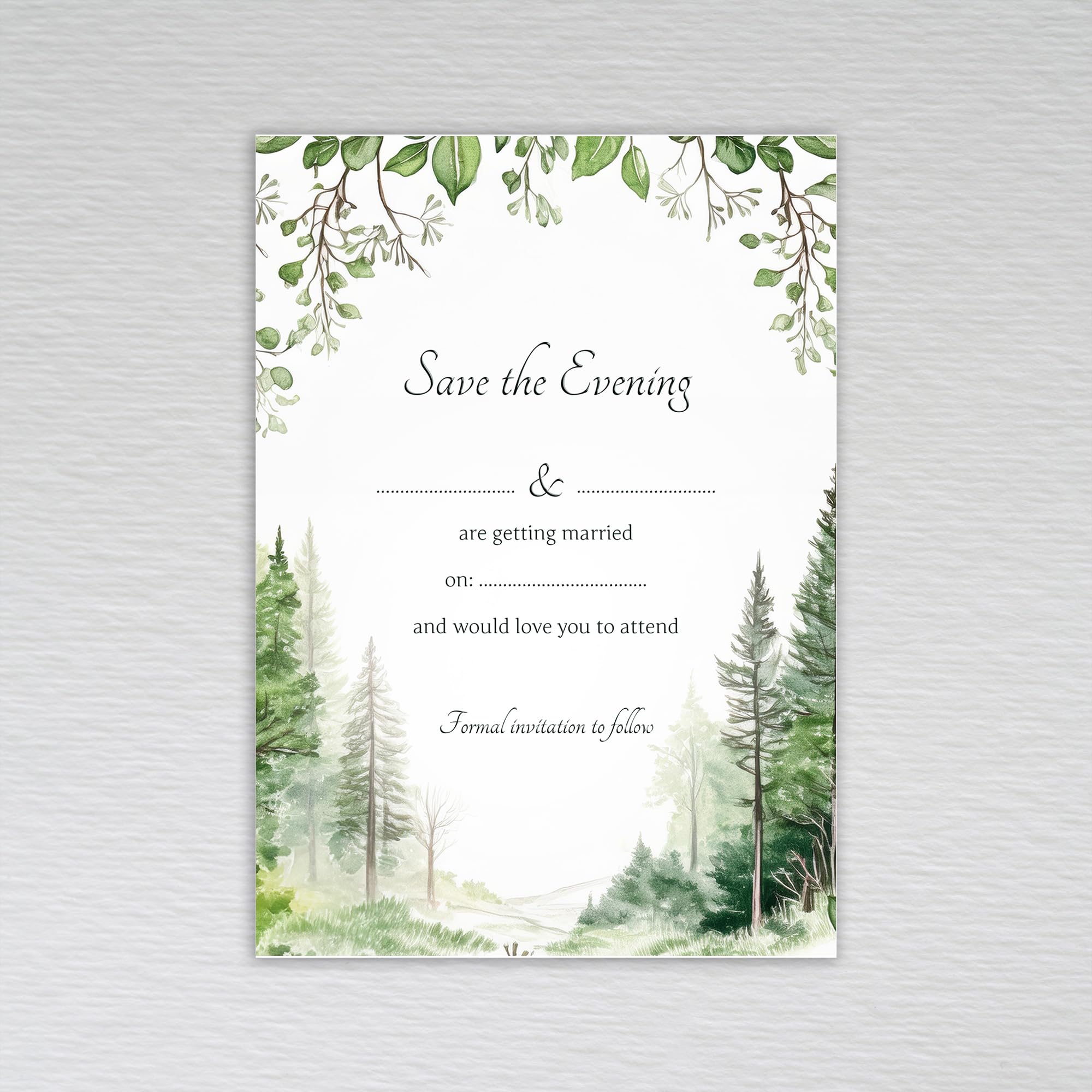 Webspectations Woodland Save the Evening Cards with Envelopes/Tree Themed Wedding: Green Forest Save the Evening Invites (Pack of 50 without Envelopes)