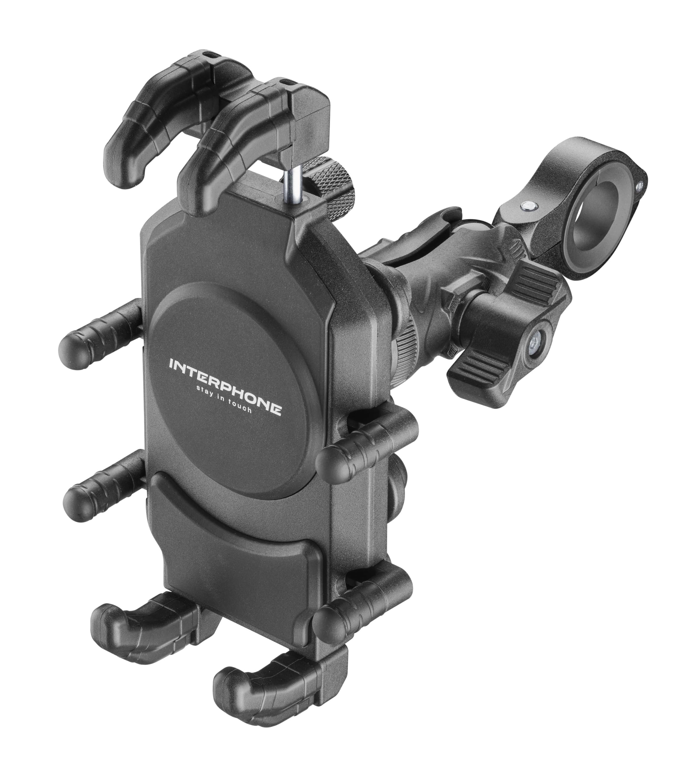 INTERPHONE - Supporto Crab Rugged Pro con Antivibrazione Premium, porta cellulare universale da manubrio per telefoni 5,4”-7,2”, fissaggio Sicuro e Resistente, con braccio snodato rinforzato