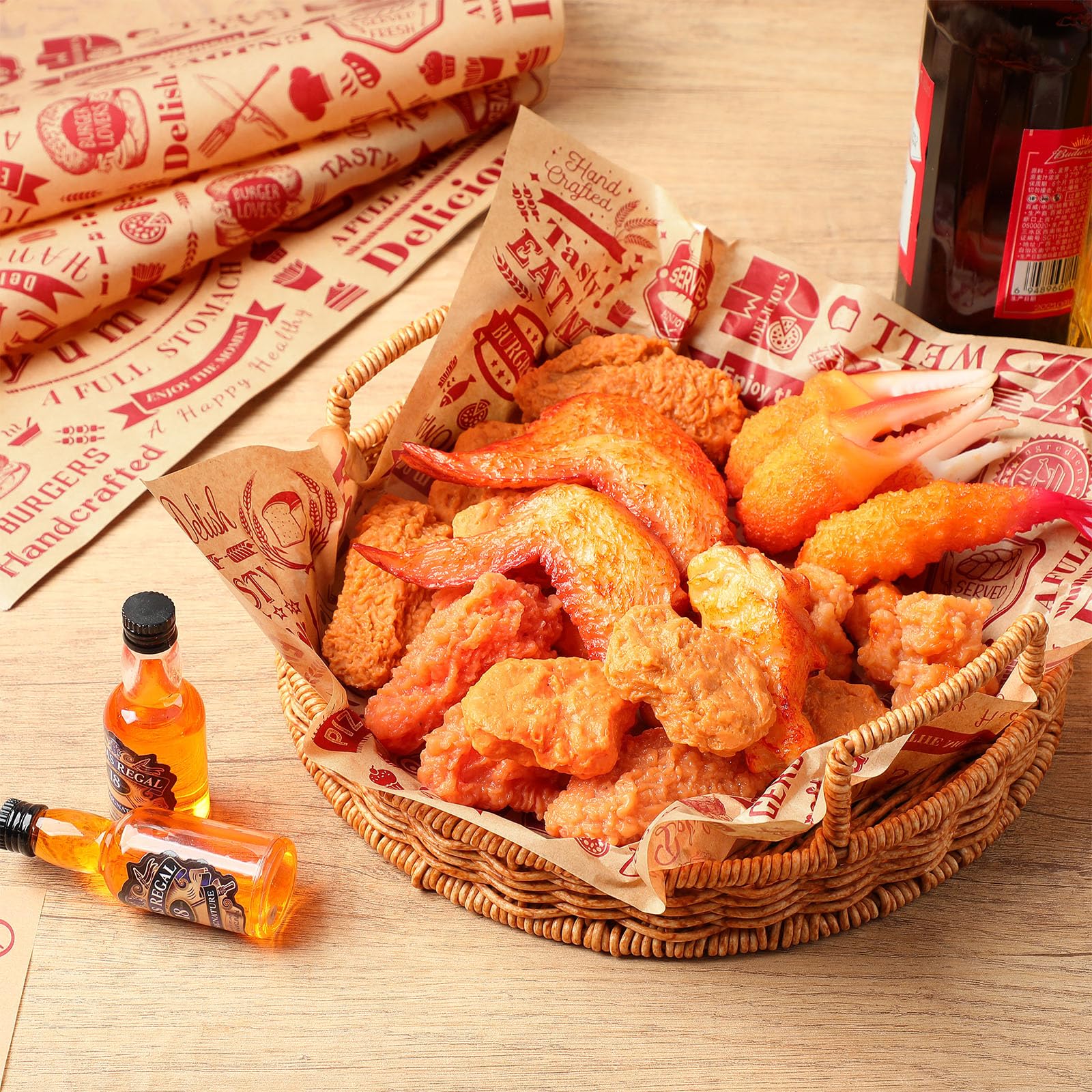 Outus 1000 fogli di carta cerata per alimenti, 30,5 x 30,5 cm, resistenti al grasso, per carta da giornale, acqua e grasso, per avvolgere panini, hot dog, per la cottura degli alimenti (rosso su