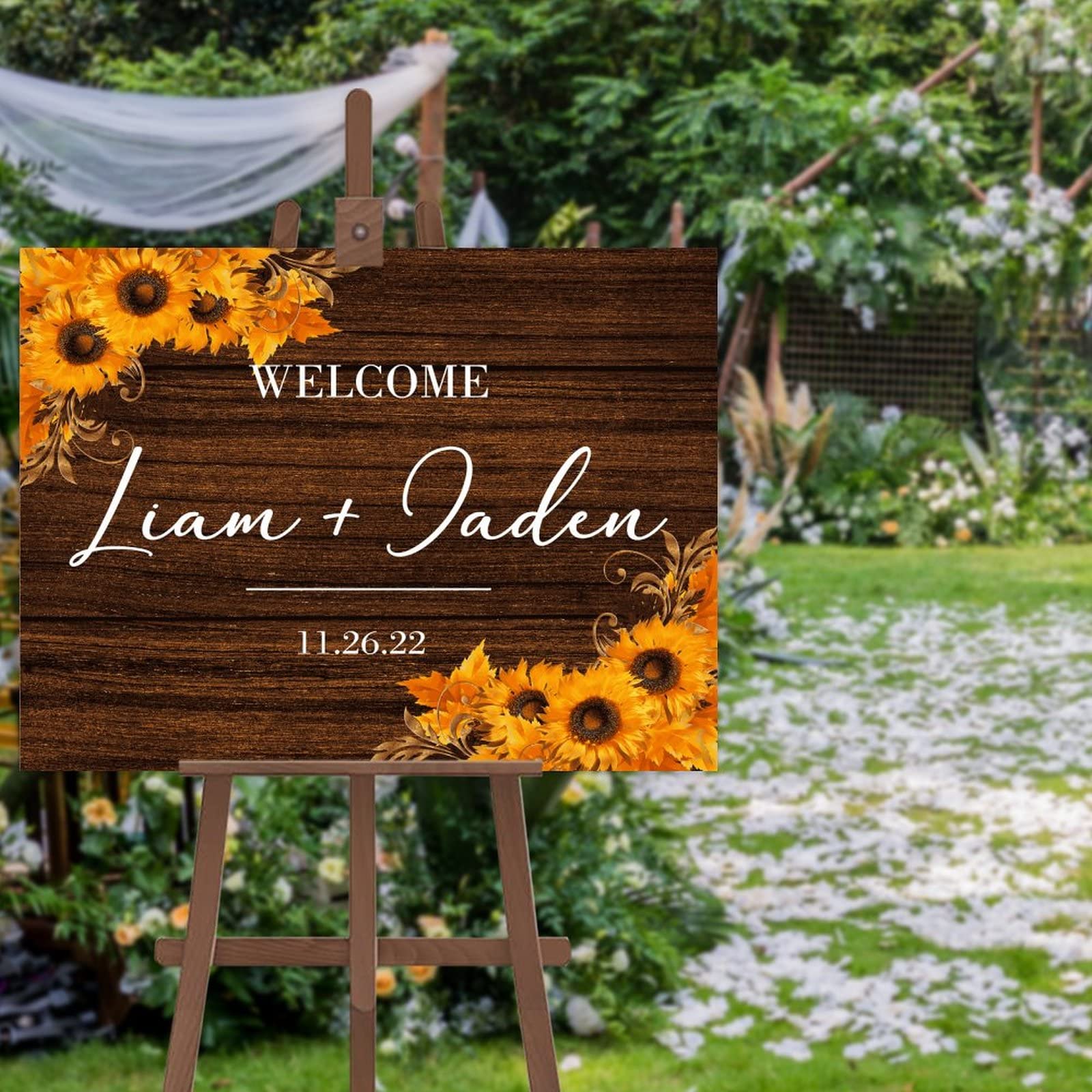 Spersonalizowany znak powitalny ślubny 'Welcome to Our Wedding Wood' znak ślubny zabawny panna młoda pan młody miłość dekoracja drewniany znak przyjęcie weselne plakat na ceremonię zaręczyny artykuły