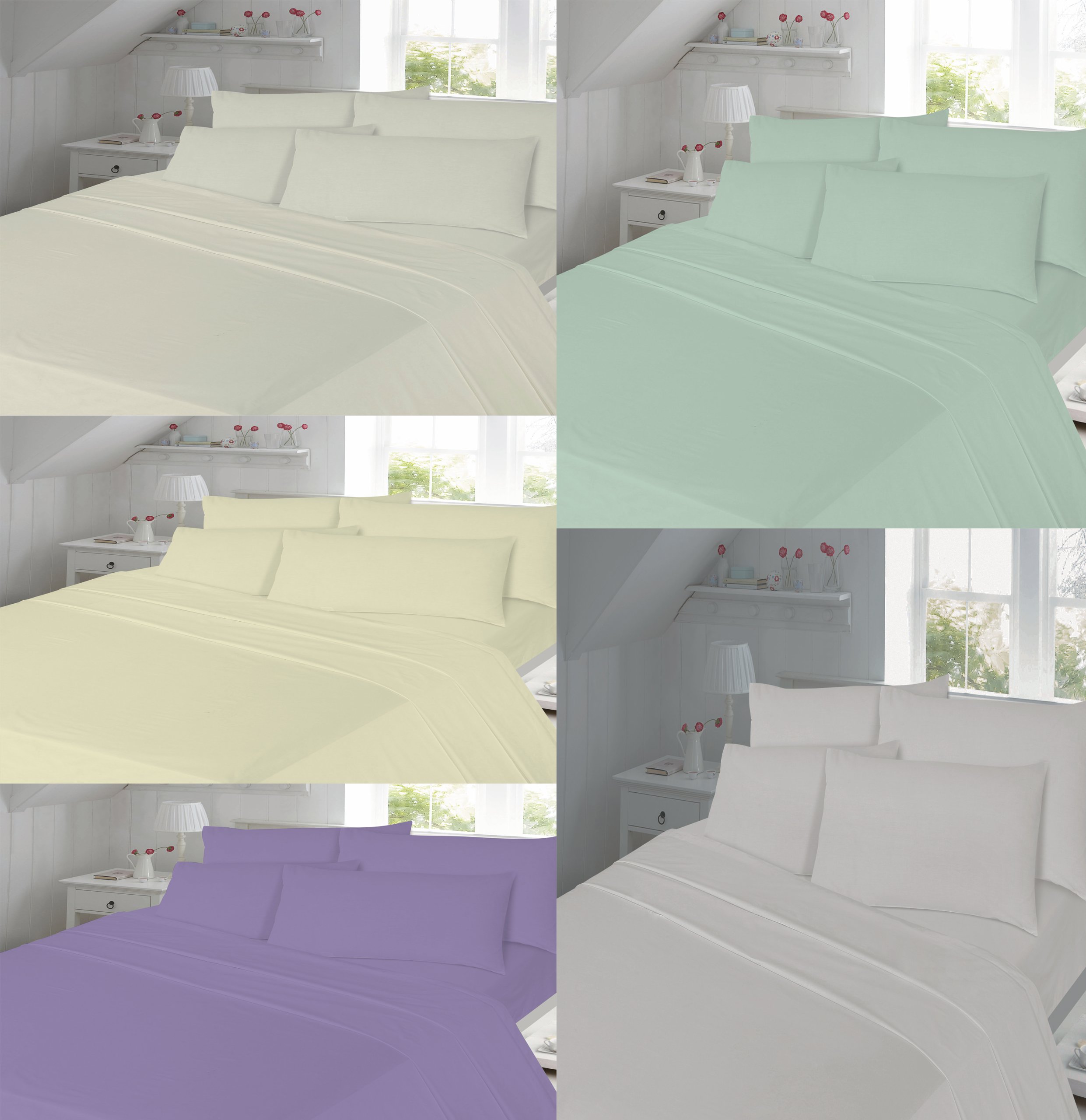 LUXURY Thermal Flannelette 100% Brushed Cotton Fitted ,Flat Bed Sheets Pillowcase Sets (Lilac, Single Bed)
