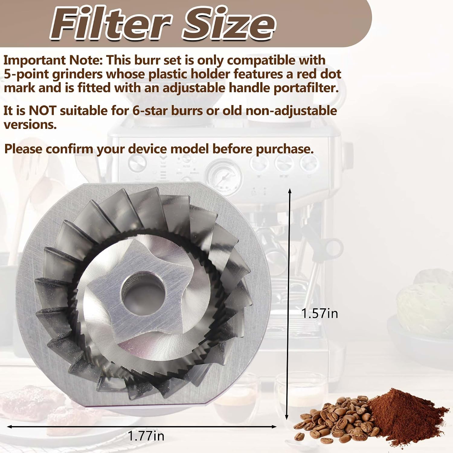 Titanium Coated Conical Burrs for Breville Sage Barista Express