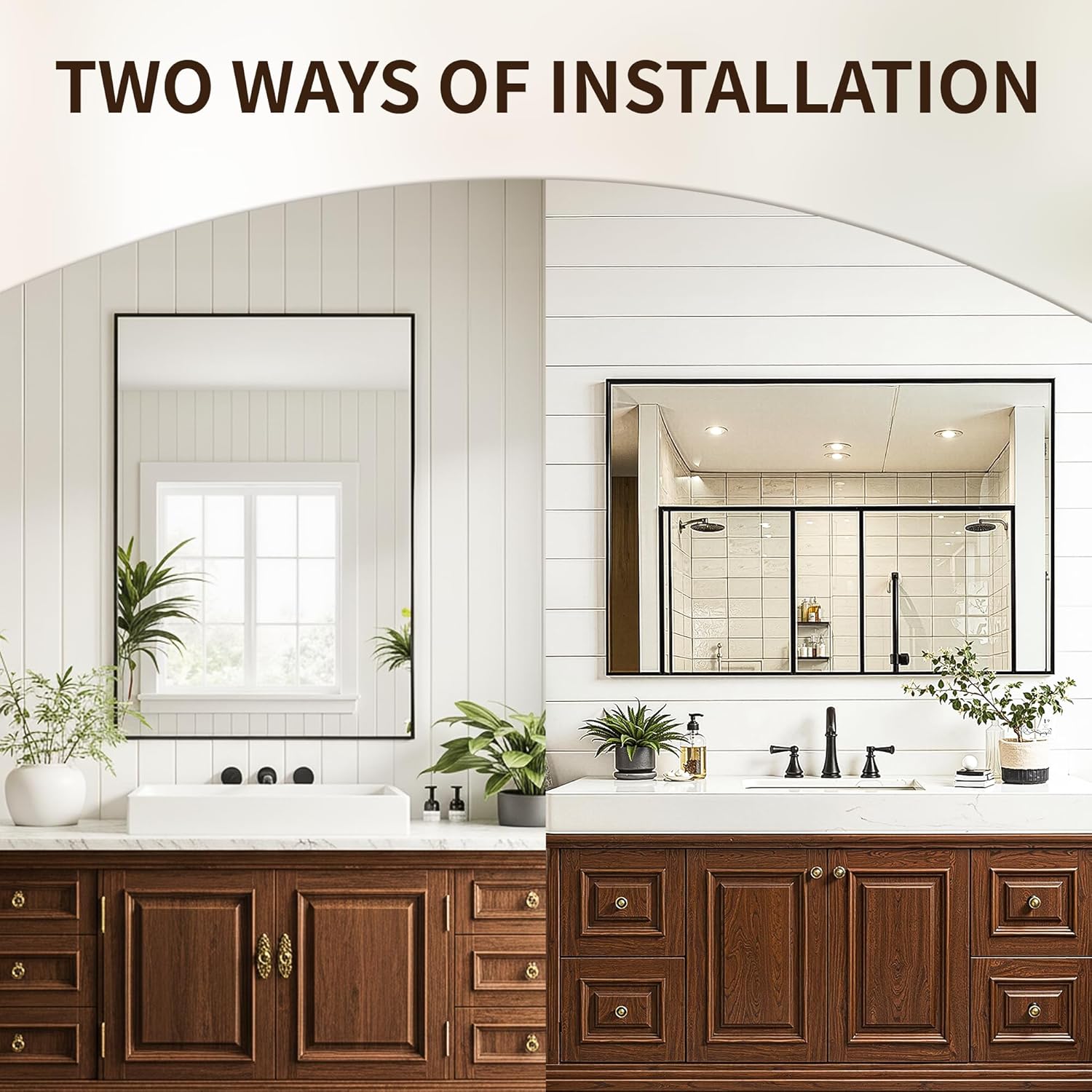 FICTOR Bathroom Vanity Mirror-Black, 36" x 24", Shatterproof & Anti-Rust, Wall Mount Rectangle Mirrors with Metal Frame for Over Sink, Bathroom, Bedroom, Living Room,Entryway