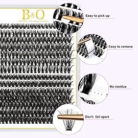 B&Q Lash Clusters 280PCS Natural Eyelash Clusters 40D 50D D 9-16 Individual Lash Wispy Eyelash Extension with Soft Thin Band Classic Look Pestaas Postizas Comfortable DIY at Home(40D+50D-D-9-16MIX)