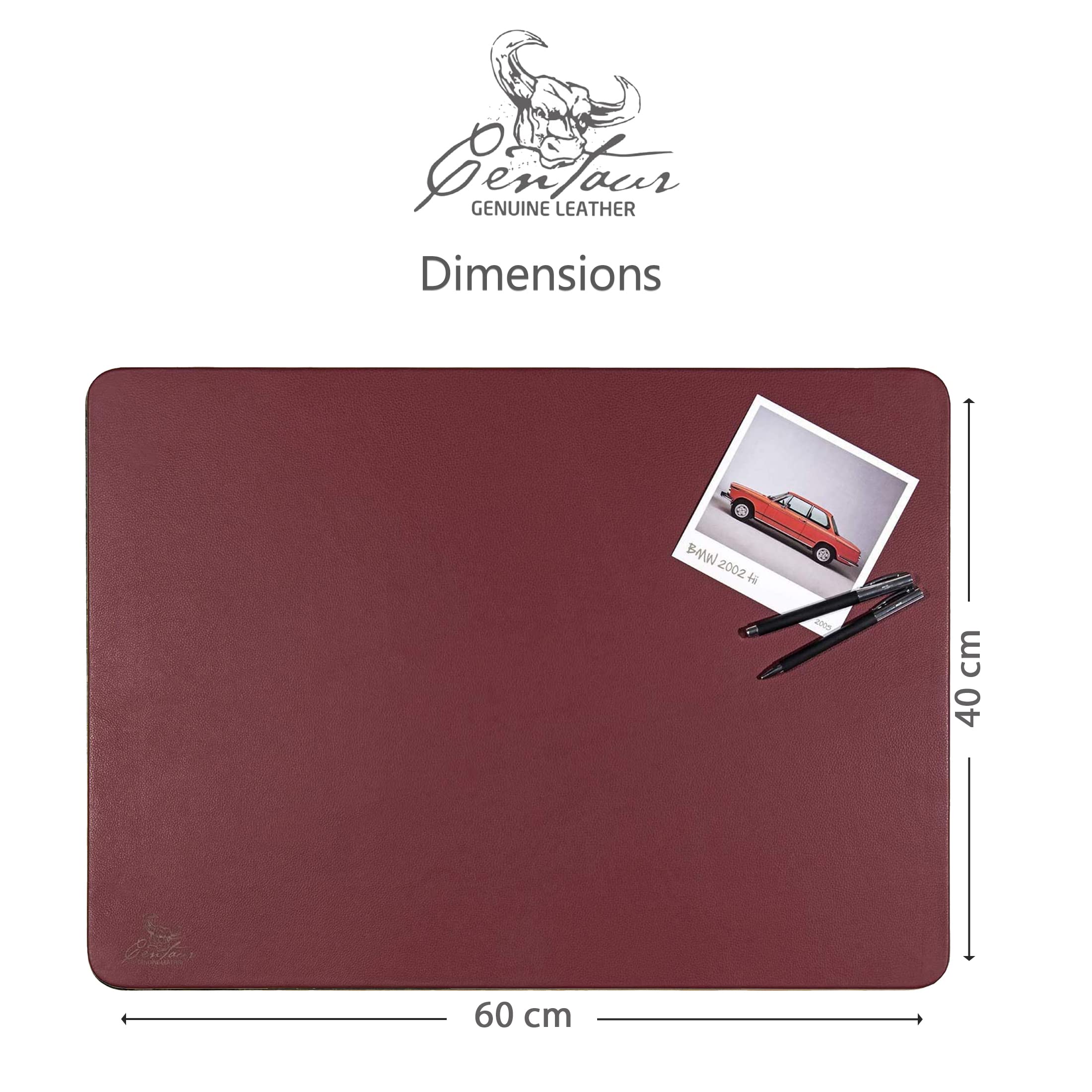Sous-main en cuir Centaur - Fait main - Plusieurs coloris et tailles disponibles 40x60 rouge bordeaux