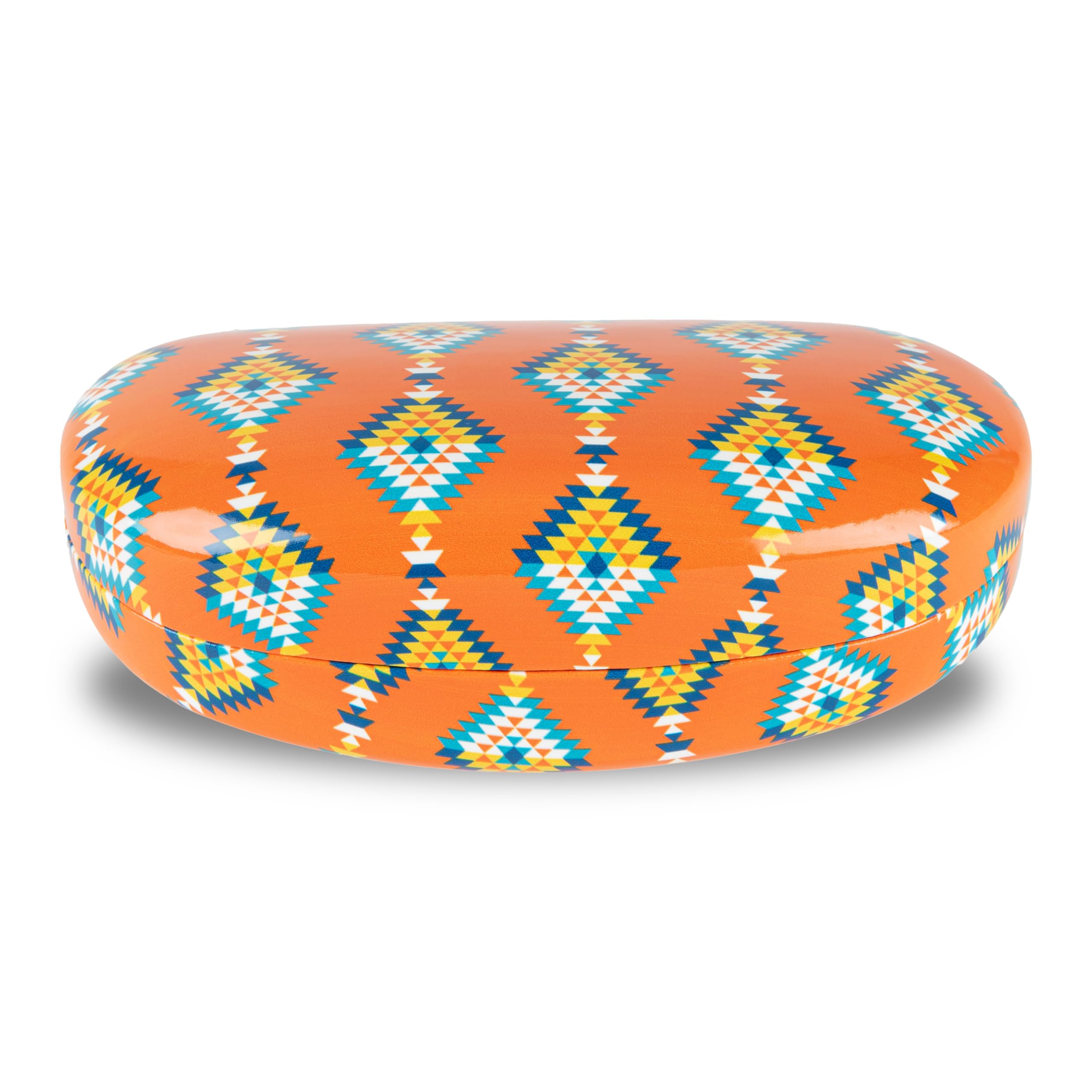 LAGO TERRA Aztec Print Hard Shell Sunglasses Case - Orange (Large)