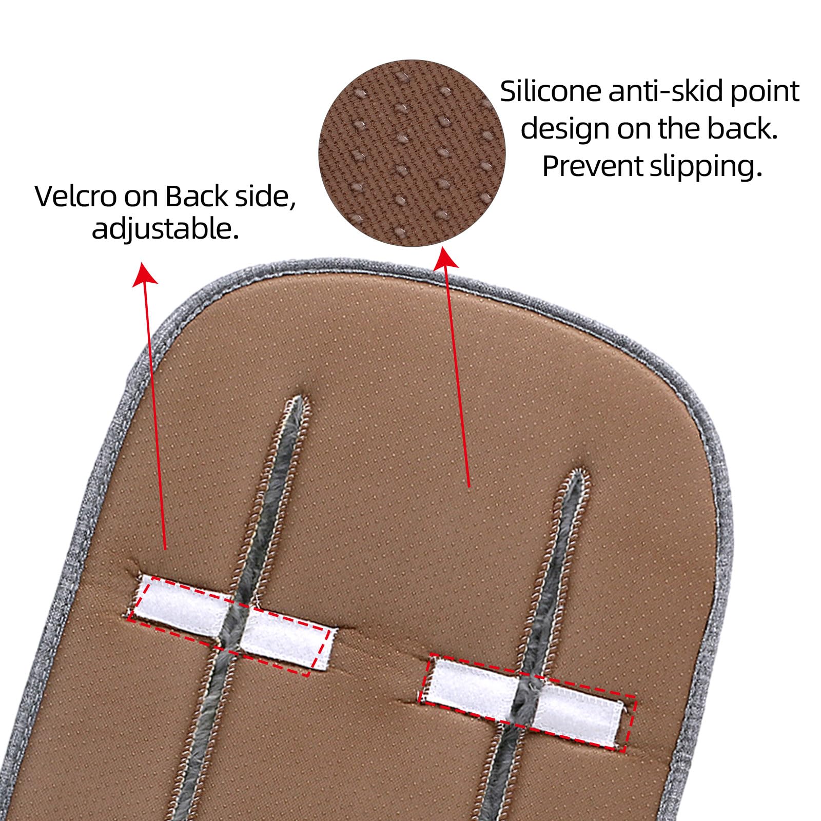 Baby Pushchair seat Liners Universal Strollers Soft Cotton Winter (Grey) - Image 4