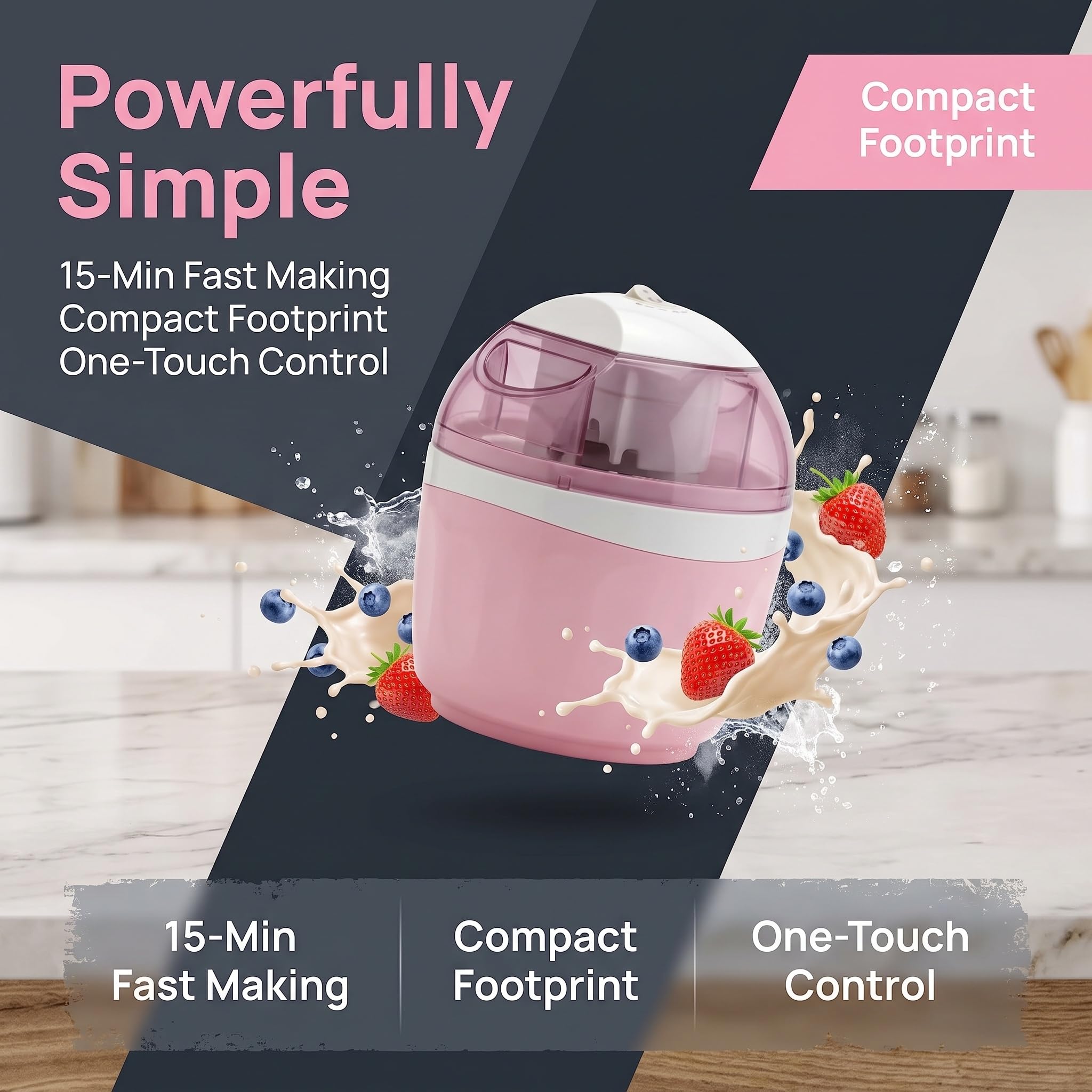Mini Sorbetière Domestique, Préparation Rapide En 15 Minutes, Utilisation Intuitive, Compacte Et Électrique, Idéale Pour Réaliser Vos Desserts Maison, Glaces Artisanales, Yaourts Glacés Et