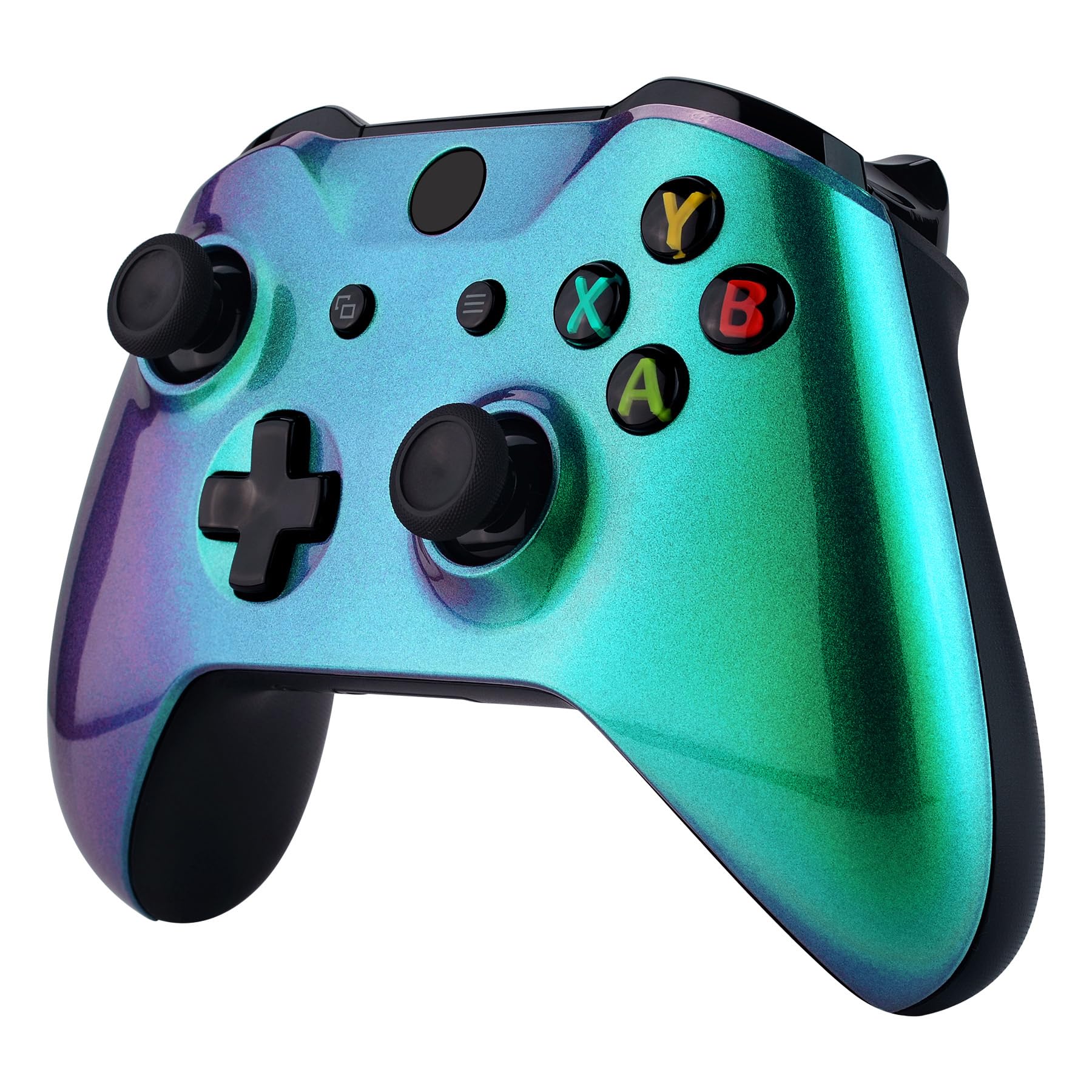 eXtremeRate Cover Frontale per Xbox One S Controller,Custodia Copertura Scocca Ricambio per Xbox One X Joystick Model 1708-Camaleonte Verde Viola