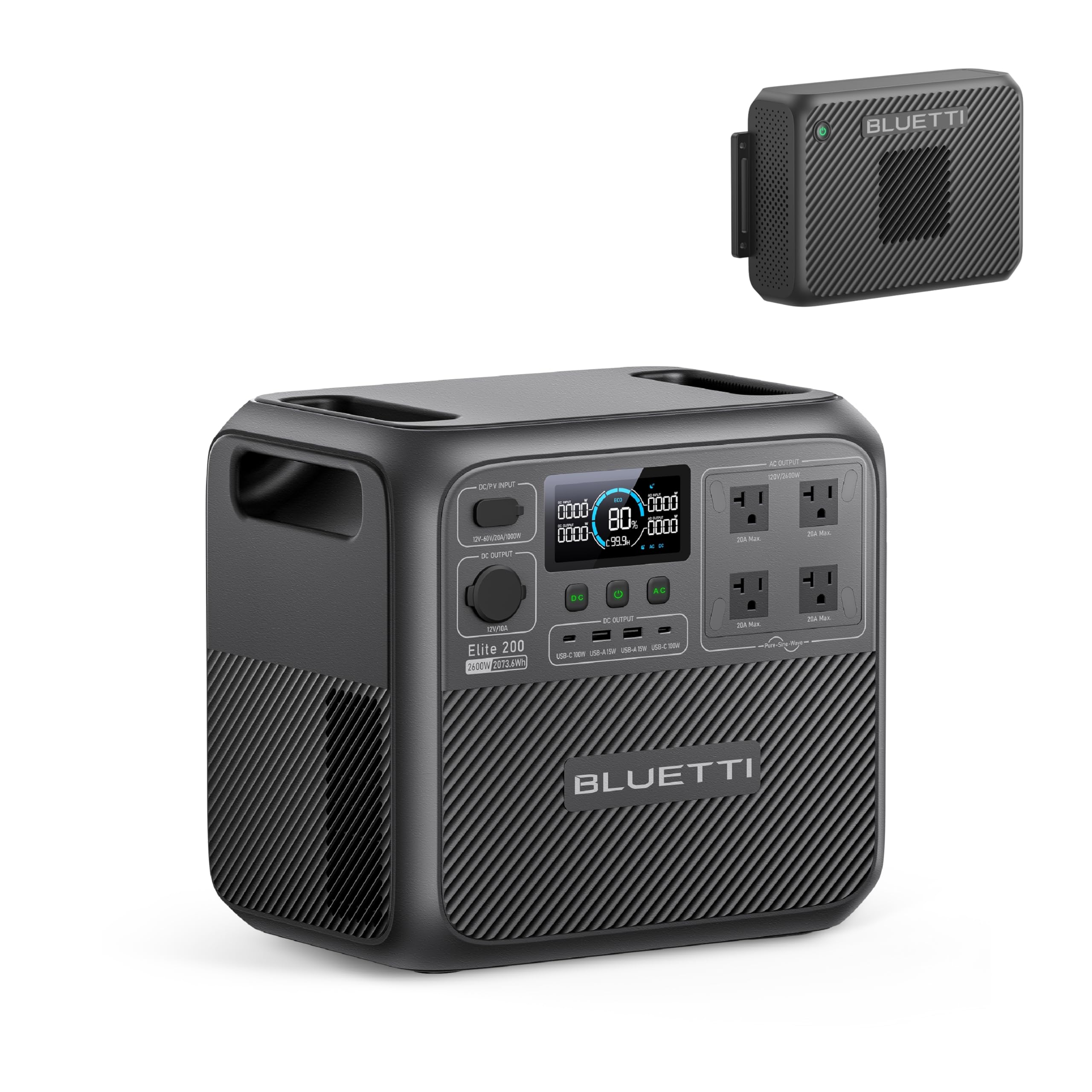 BLUETTI Elite 200 V2 Portable Power Station Charger 2 Ships Separately 2073 6Wh LFP Backup 4 AC Outlets