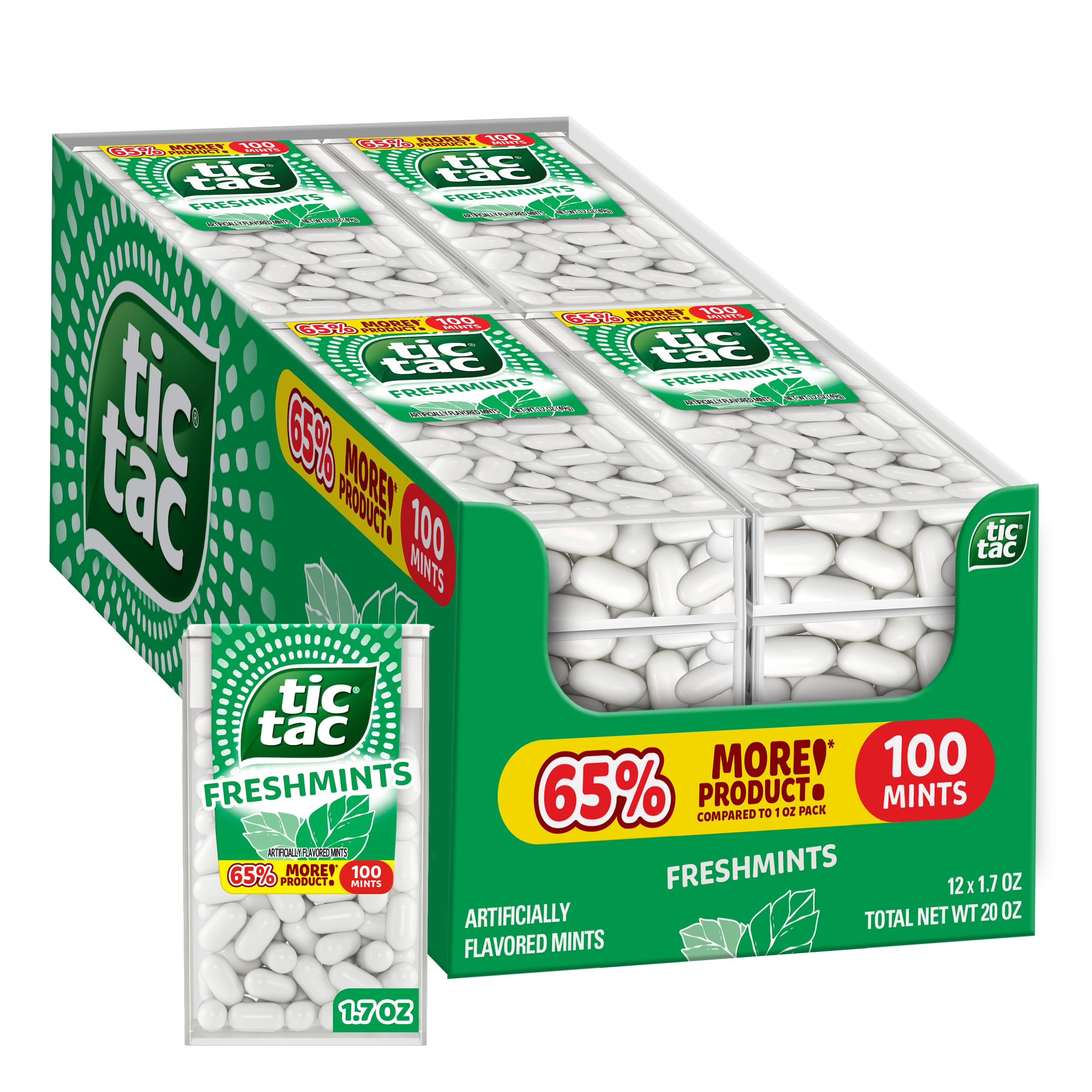 Tic Tac Freshmints, On-the-Go Pocket-Sized Mints, 12 Pack, 100 Pieces Each