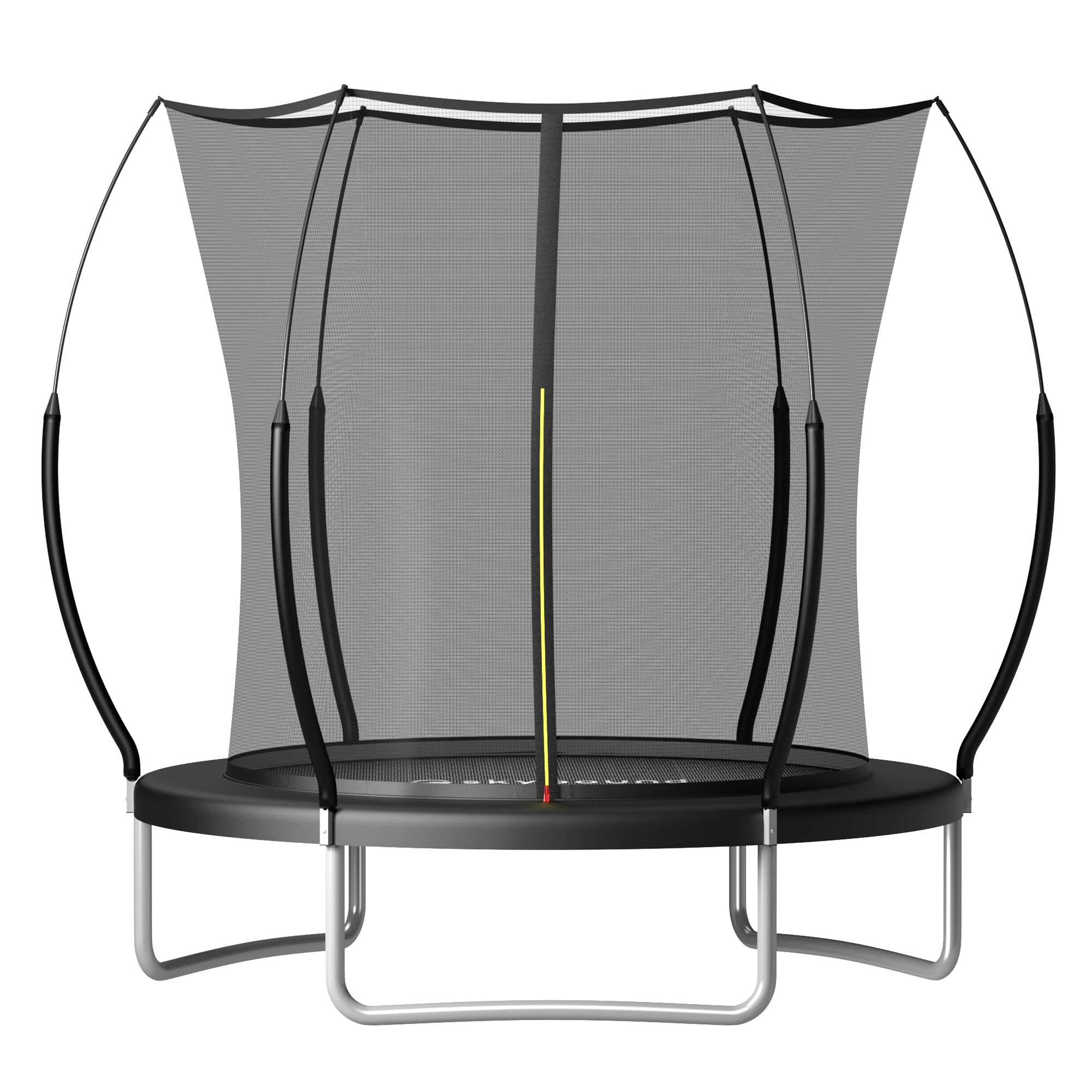 SkyBound 8 FT Springfree Trampoline for Kids and Adults - Springless Small Trampoline with Enclosure for Indoor and Outdoor - Recreational Trampolines Bungee Cords - No-Gap Design - Black