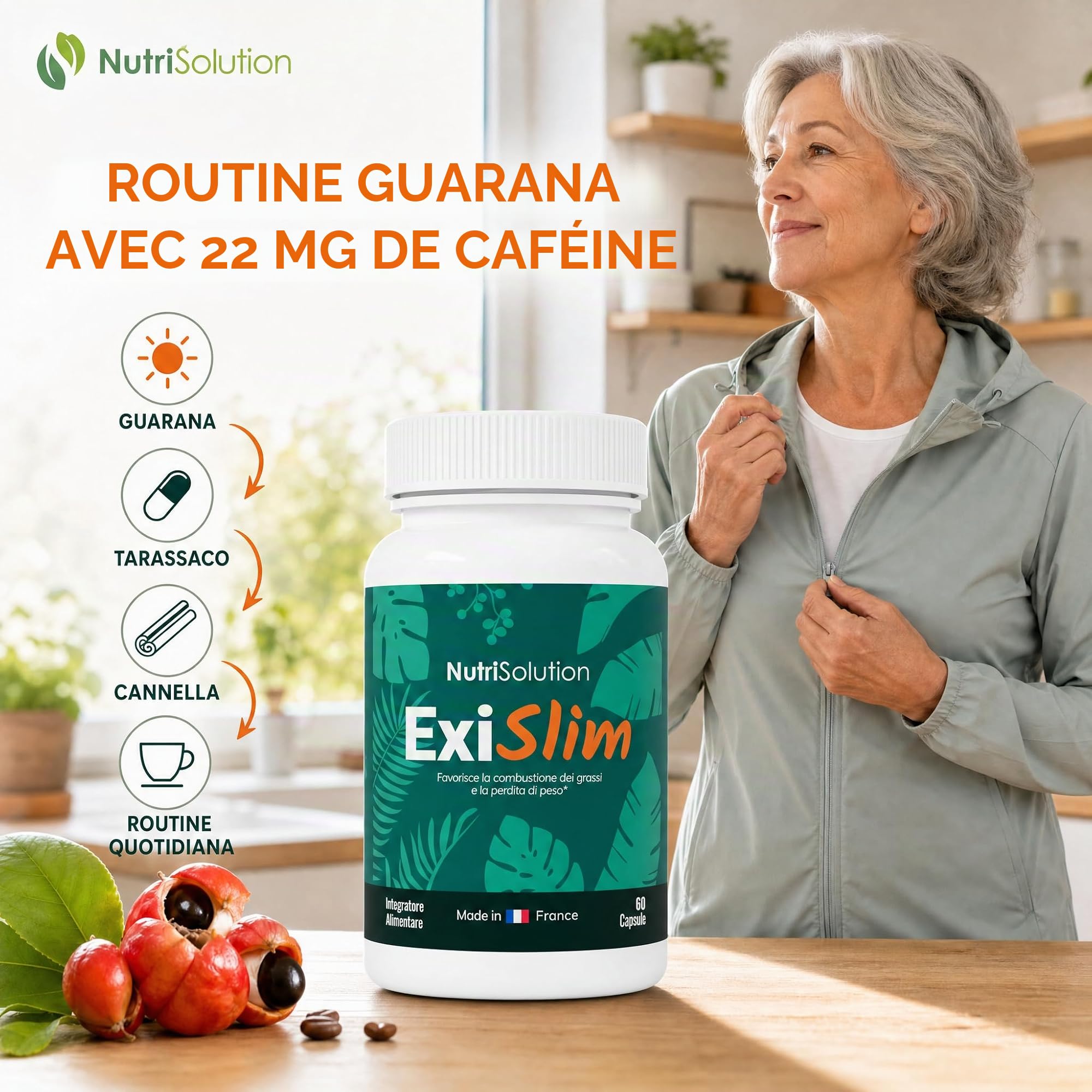 ExiSlim par Nutrisolution | Brûleur de Graisse Puissant | Contient Périlla, Curcuma, Végétalien | Soutien Perte de Poids | Homme & Femme | 60 Gélules | FABRIQUÉ EN FRANCE