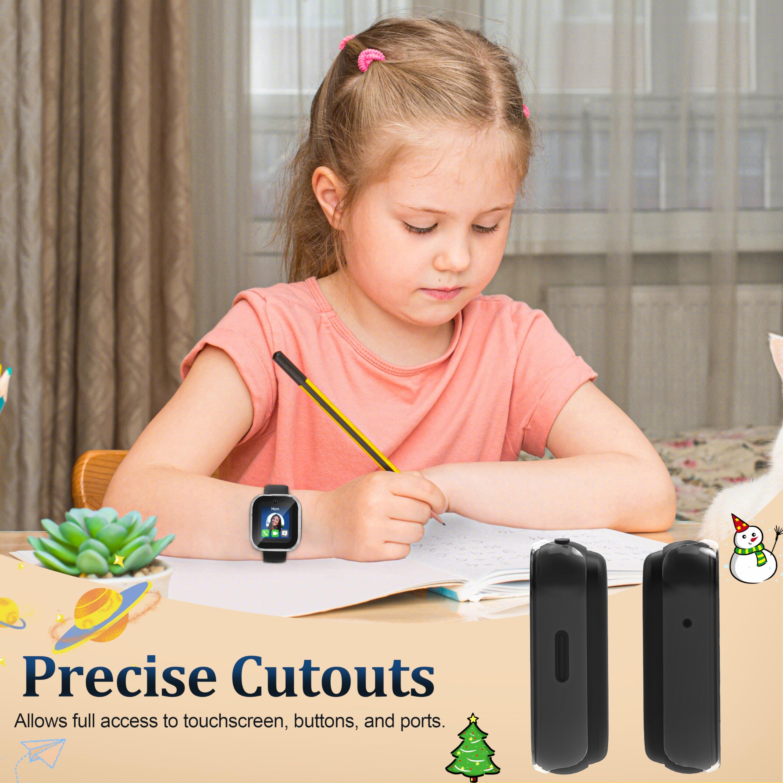 2 x Displayschutzfolie für Sync Up Kids Watch 2, Hart-PC-Schutzhülle, Stoßschutz, gehärtetes Glas, Zubehör für SyncUp Kids Watch 2, transparent + rosa