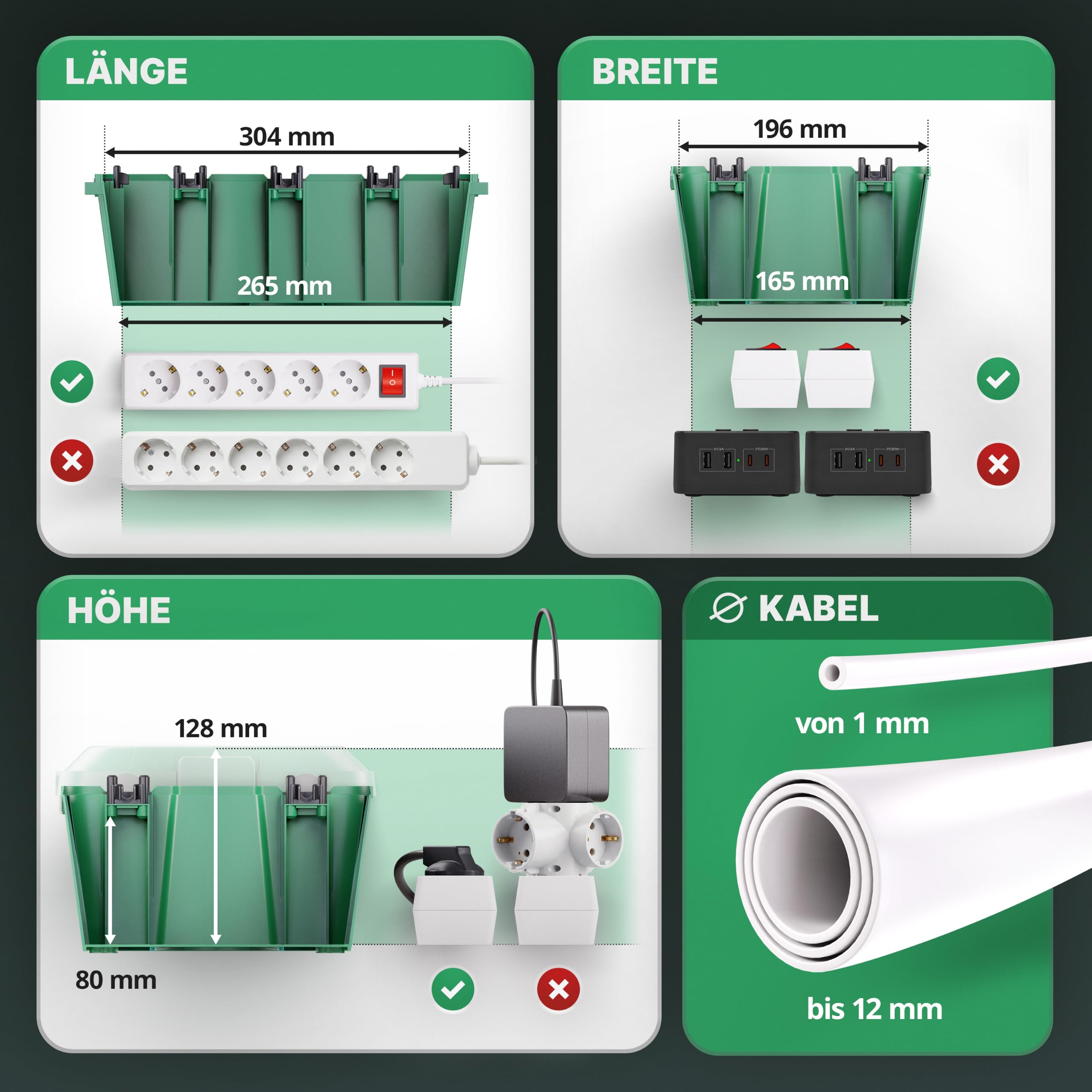 Adlerfokus Kabelbox wasserdicht IP54 [Das Original] Safe Box - Sicherheitsbox - Outdoor Box wasserdicht - Steckerschutz aussen wasserdicht - Wetterfeste Elektrobox - Schutzbox