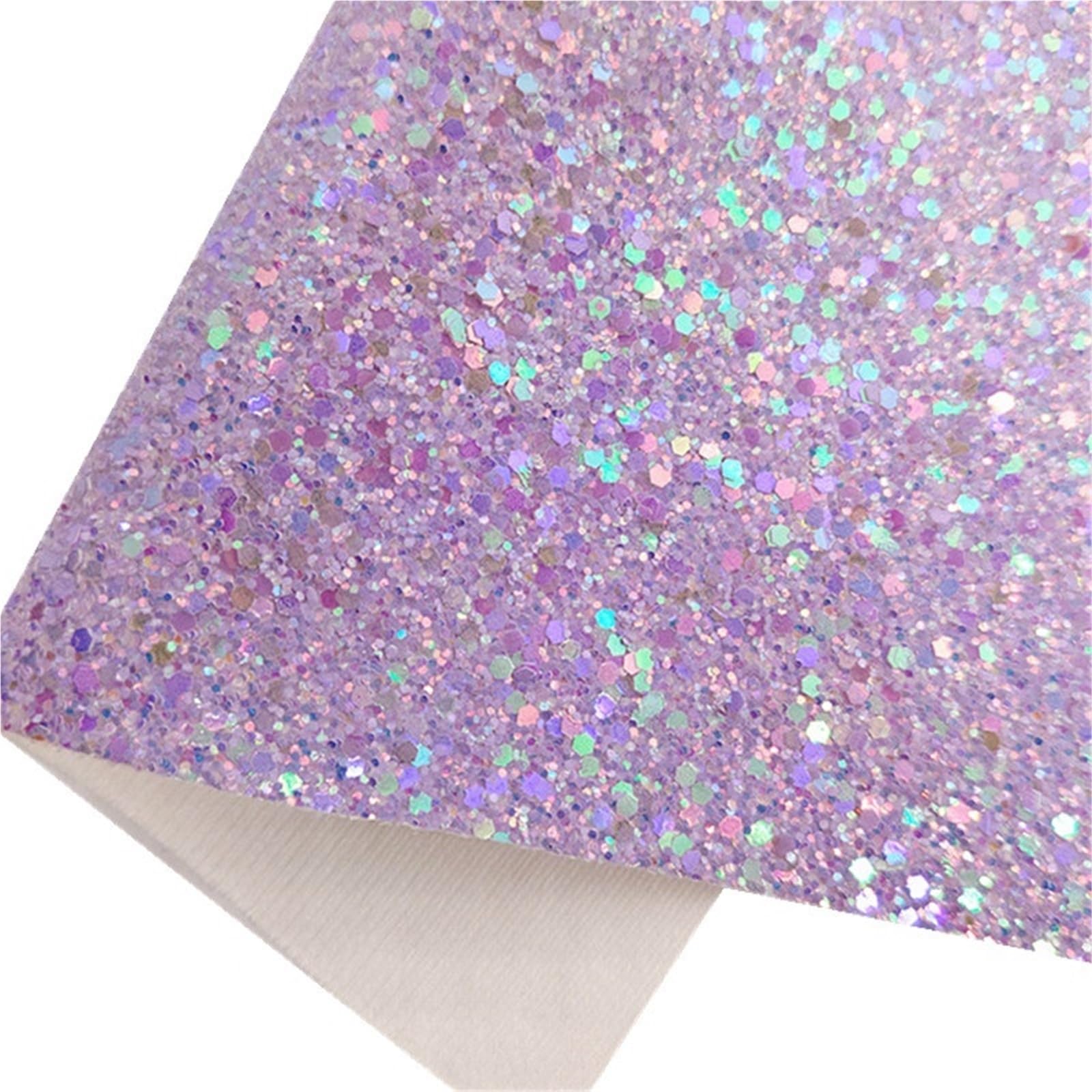 Sparkle PU Leather Fabric Mini Rolls 30x134cm Chunky Glitter Leather Fabric Felt Backing Synthetic for Bows Craft DIY