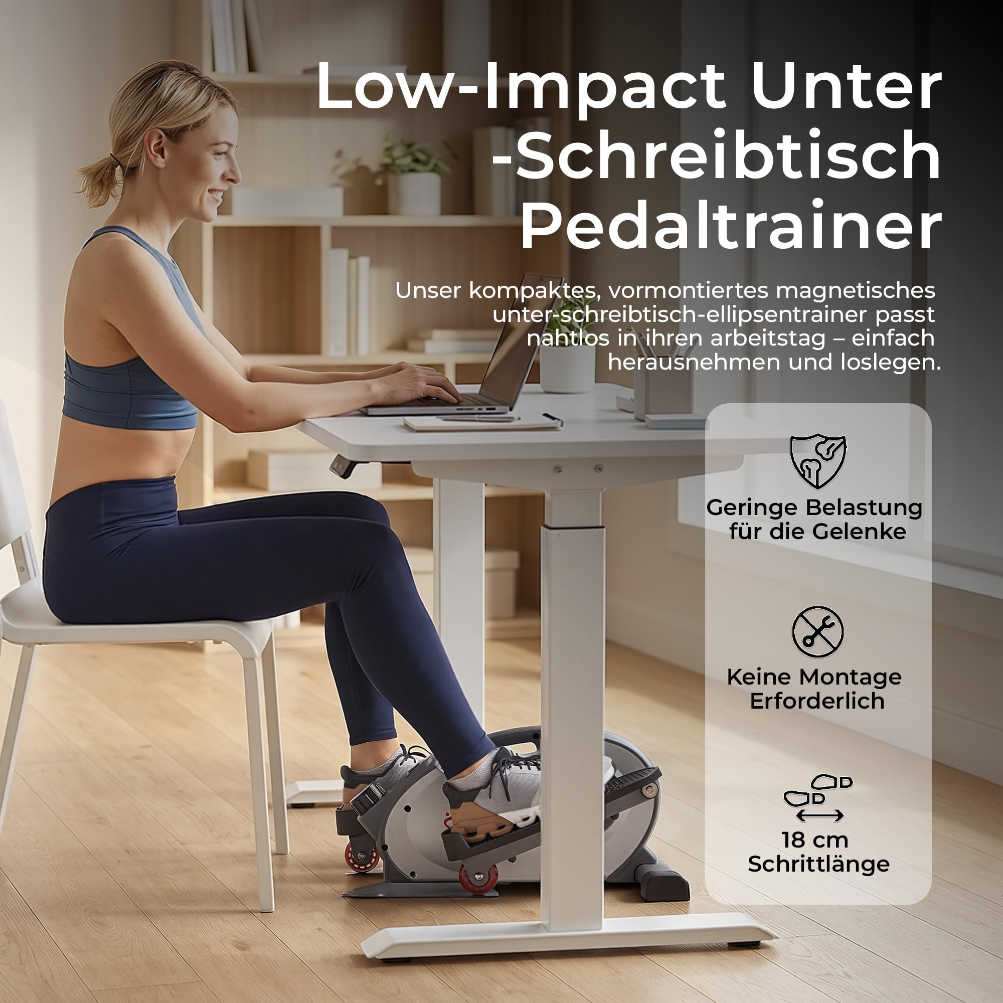 Sunny Health & Fitness Magnetischer Untertisch-Ellipsentrainer für Beine