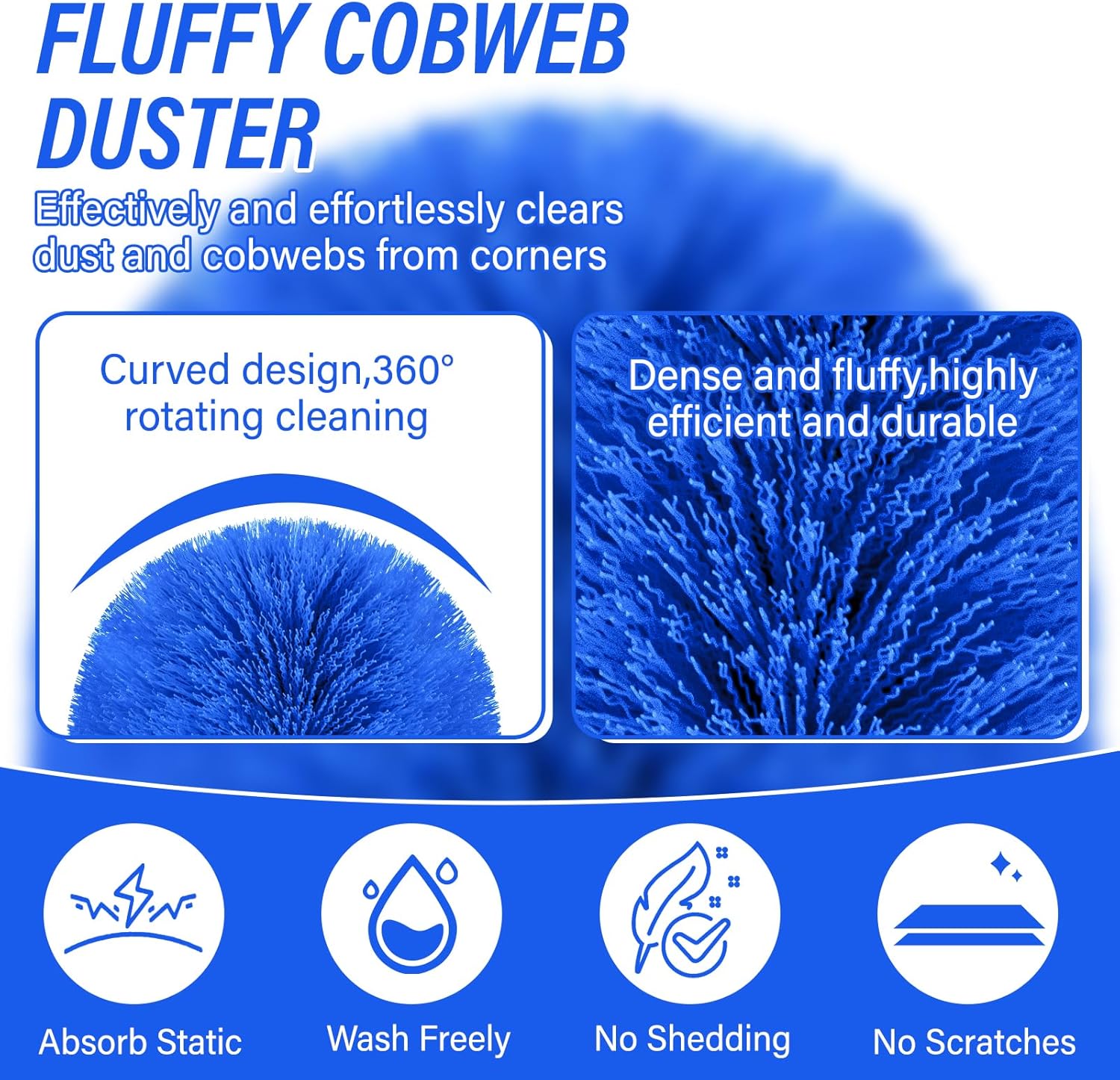 26FT Cobweb Duster with Extension Pole,Spider Web Cleaner with 4-Stage 5-20FT Aluminum Pole, Spider Web Brush for Outdoor and Indoor Cleaning