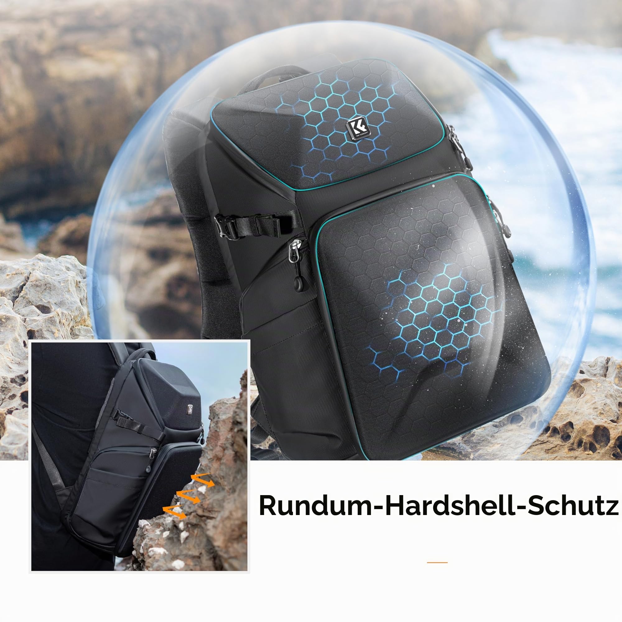 K&F CONCEPT Kamerarucksack, Fotorucksack Wasserdicht Spiegelreflex DSLR Camera Bag für Spiegelreflexkameras Digital, Multifunktionale Kameratasche für DSLR-Kameras (20L)