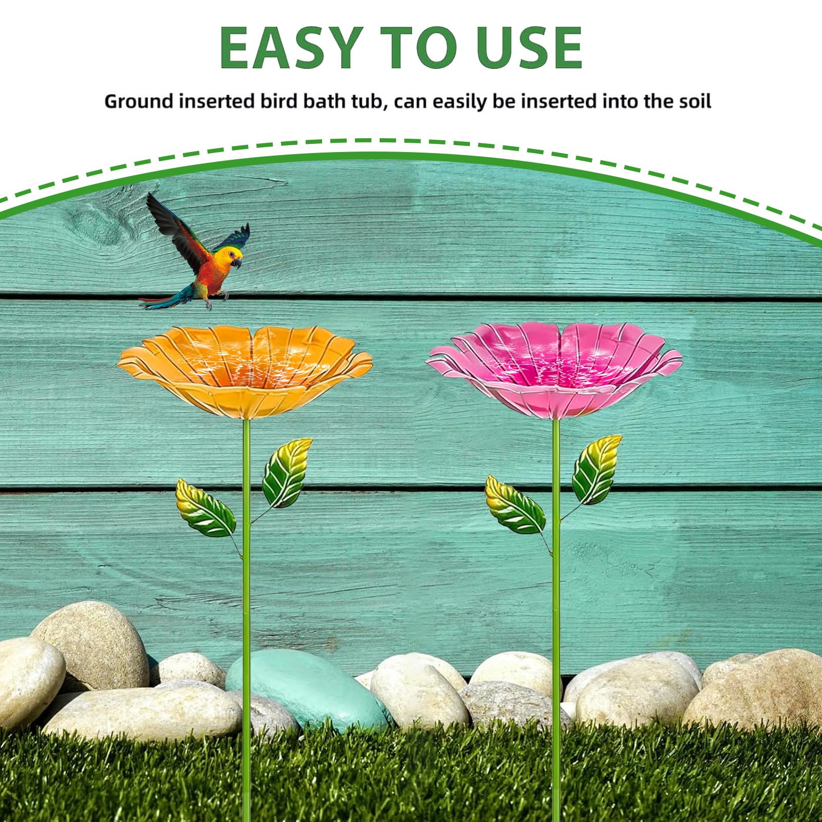 Bain d'Oiseaux 2 Pièces Abreuvoir Oiseaux Exterieur sur Pied Mangeoires pour Oiseaux Bassin Jardin