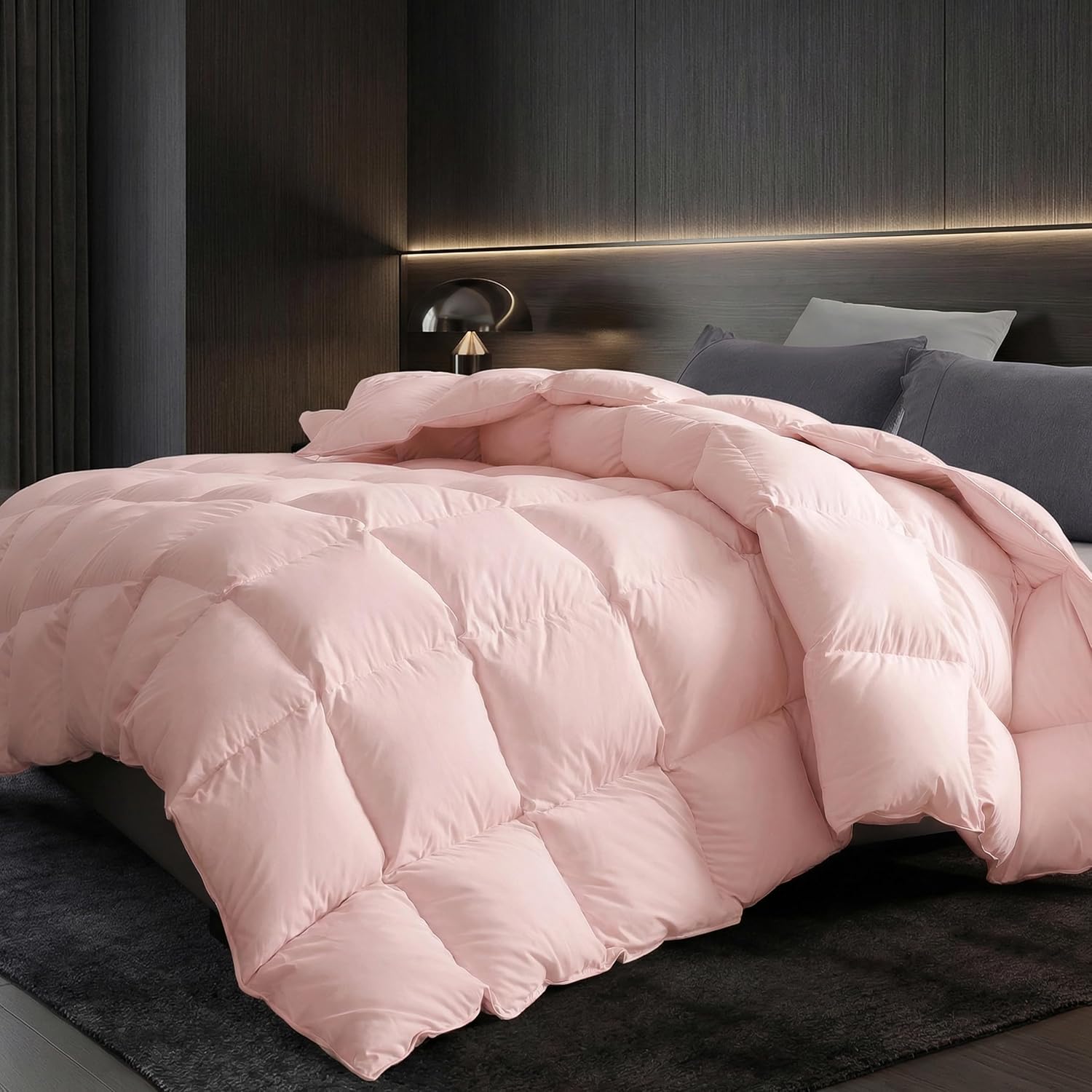 Hotel Fluffy Goose Down Duvet Filled with Down and Feathers King Size Medium Weight Luxurious Down Duvet Insert All Season Bed Comforter Ultra Soft Organic Cotton 90x106 Inches