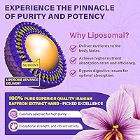Vista 4 de Suplementos de azafrán - 100 mg de extracto liposomal de azafrán 100% puro con glicinato de magnesio, omega-3, cúrcuma, Ashwagandha, vitamina B6