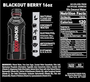 Body Armor Blackout Berry, 16 Fl Oz (Pack of 5)