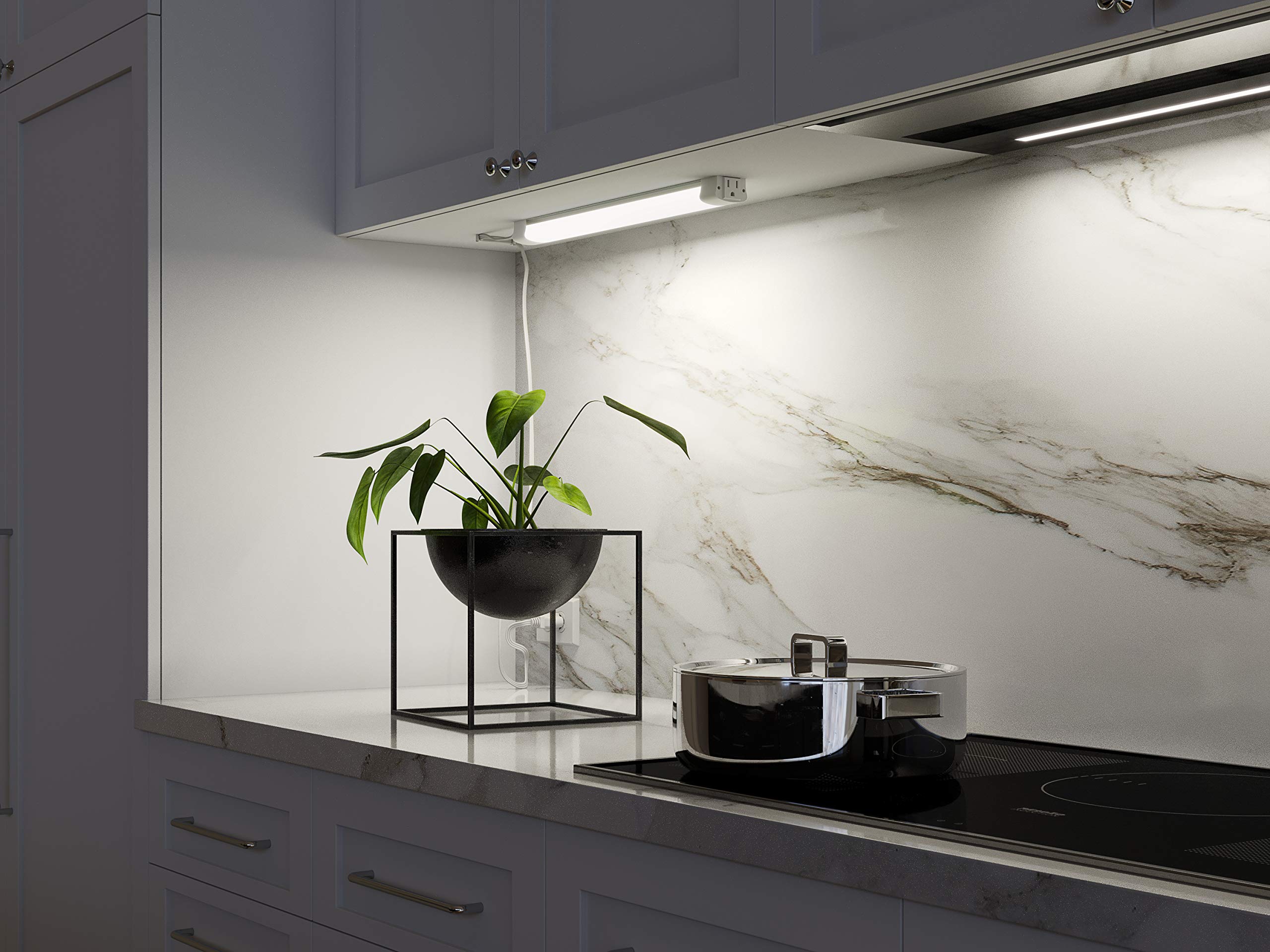 Good Earth Lighting 18-Inch Under Cabinet Light - LED Light Bar - Linkable Outlet - Under Counter Lighting - Damp Location - 1500 Lumens - 4000K - 50,000 Hour Rated Lamp Life - IP20 - White Finish