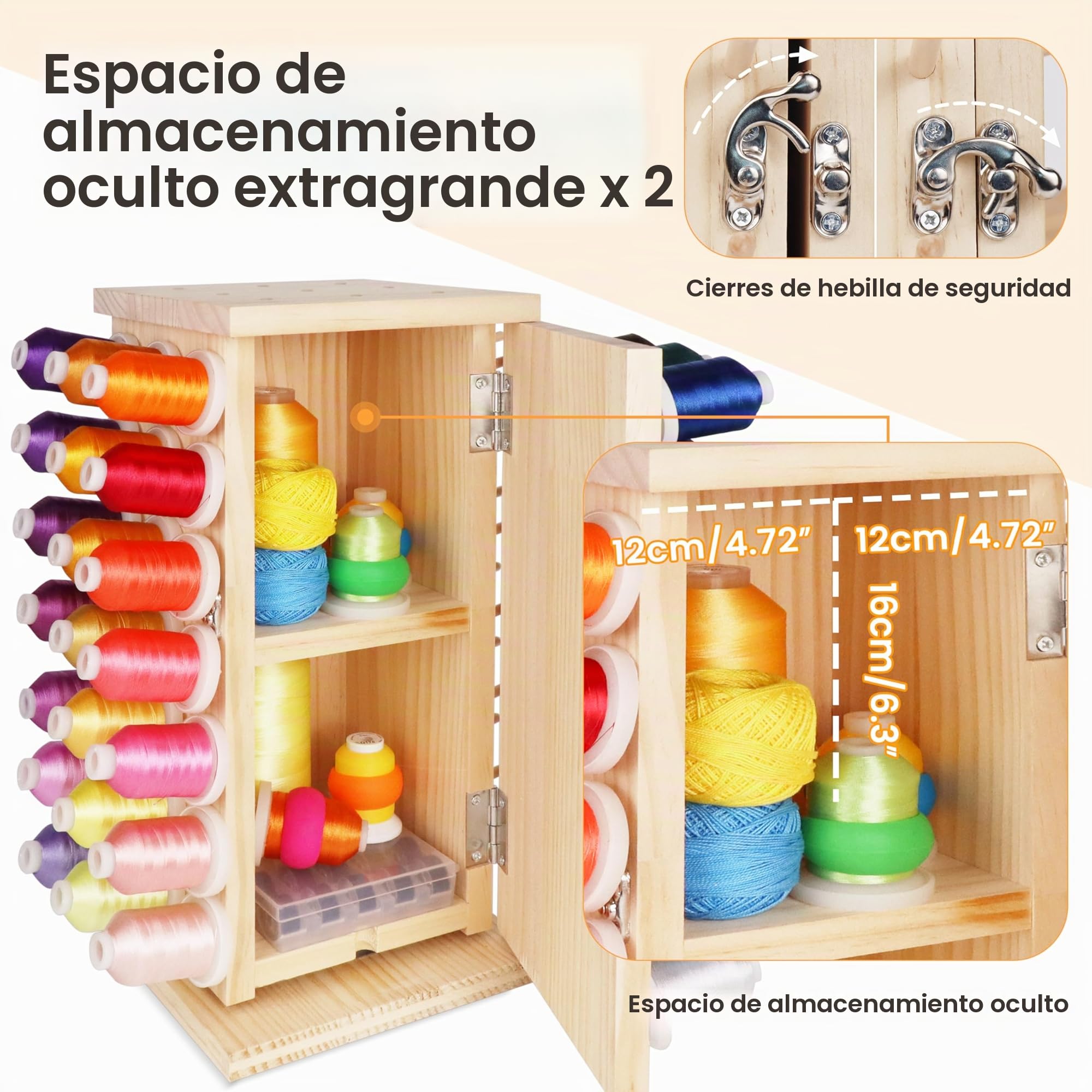 New brothread 84 carretes (hazlo tú Mismo 93 carretes) 360° Totalmente Giratorio de Madera para Hilos/Organizador de Hilos para Costura, Acolchado, Bordado, Trenzado de Cabello y Joyas