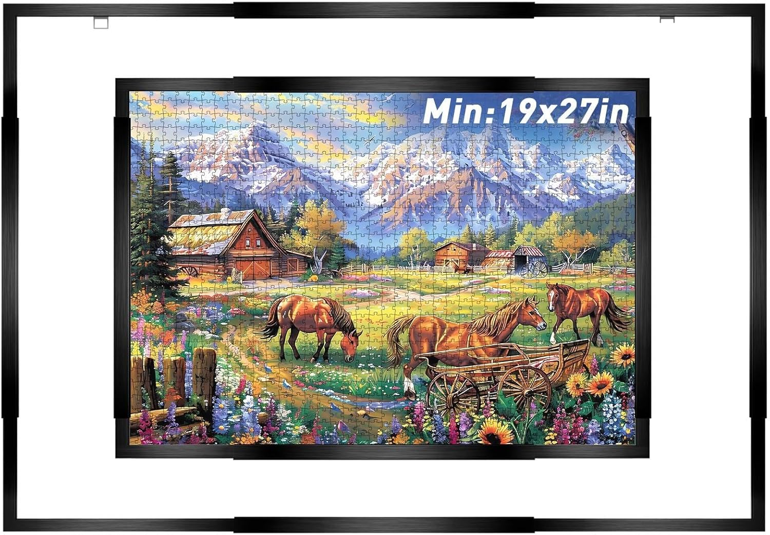 調節可能なパズルフレーム 1000/1500/2000ピースパズル用 軽量壁掛けフレーム ポスターや写真用 水平&amp;垂直ディス