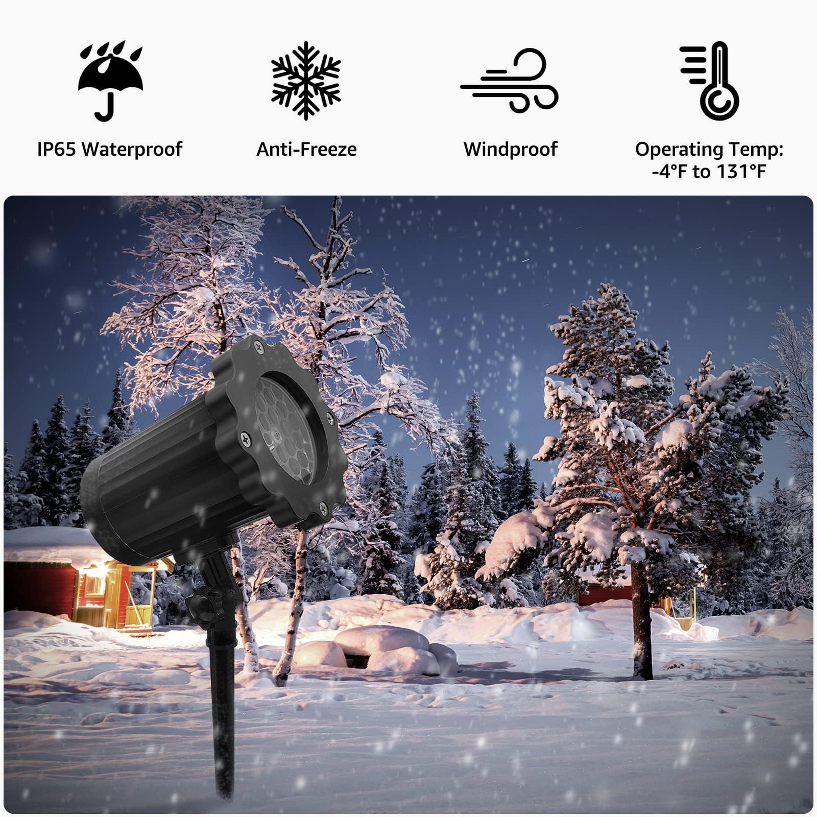 Projecteurs de Noël pour L'extérieur, Lampe de Projection Led de Chute de Neige, Projecteur de Tempête de Neige Monté Sur Mur Extérieur, Rotation À 180° pour Noël, Fêtes de Mariage Intérieures Et
