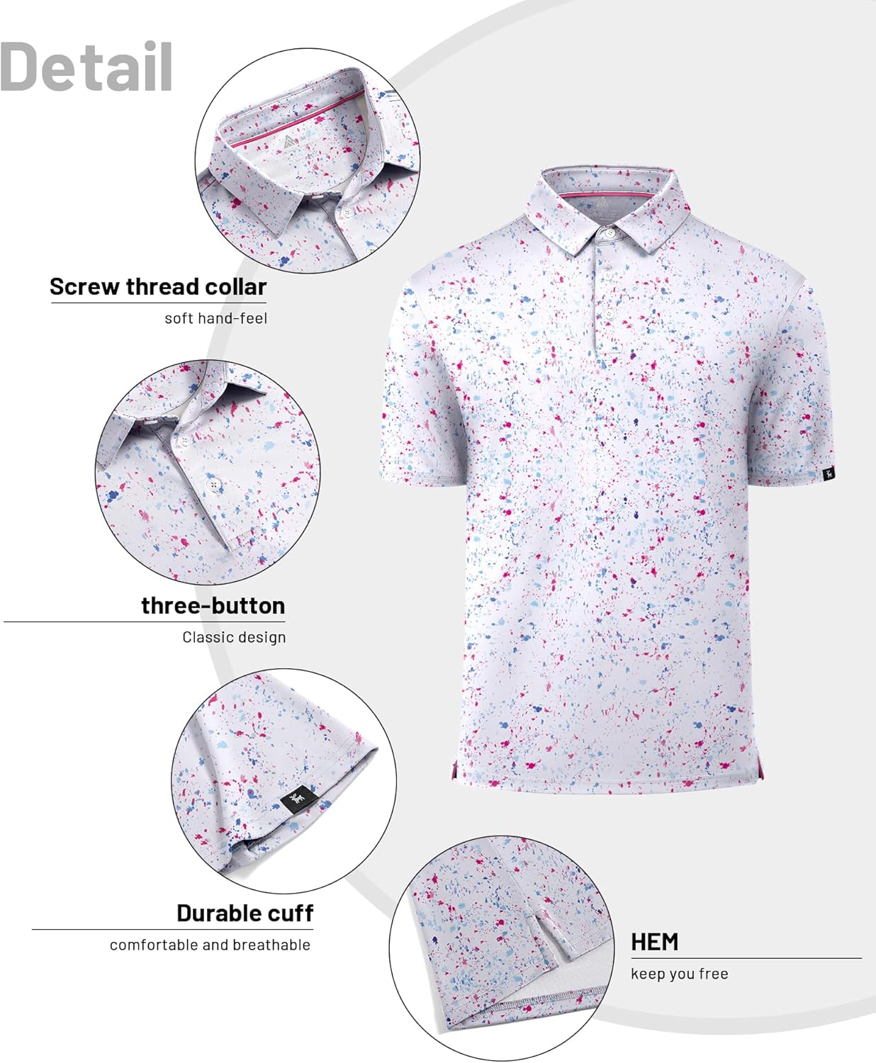 ZITY Mens Print Polo Shirts Short Sleeve Moisture Wicking Shirts for Men Golf Tennis Daily Casual Collared T-Shirt - Image 4