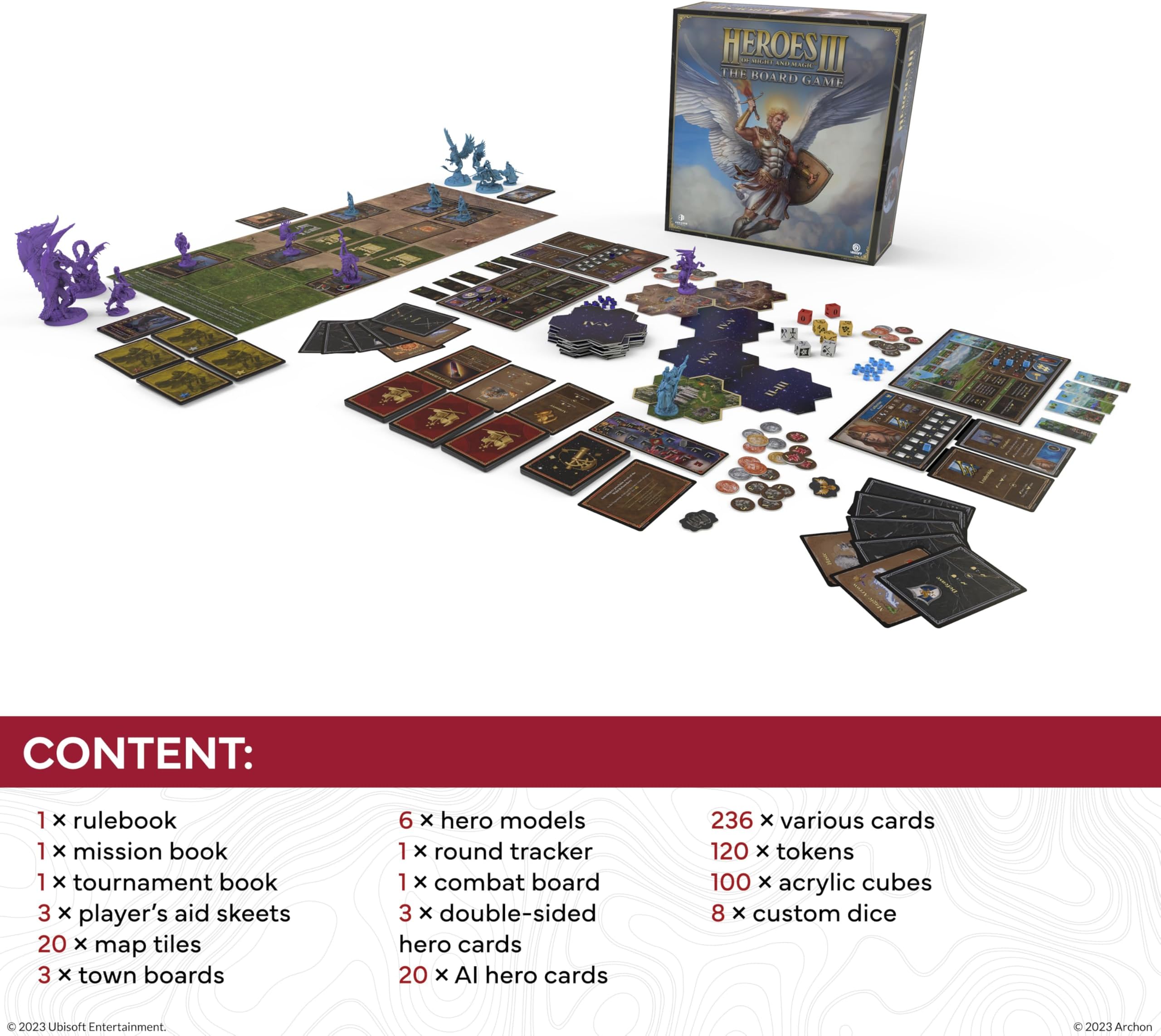 Heroes of Might & Magic III The Board Game - Tabletop Strategy RPG for 1-4 Players, Includes 6 Hero Miniatures, for Ages 14 Years and up (English)
