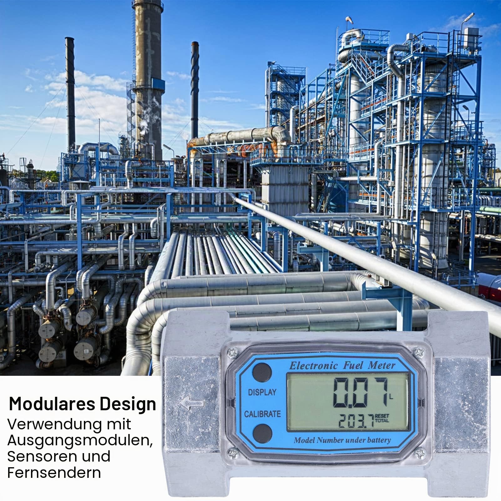 2-Zoll-Turbinen-Durchflussmesser, 35 Bis 200 l/Min. Elektronischer Digitaler Durchflussmesser für Kraftstoff, Flüssiges Wasser, Gasöl, 2,3 V-3,3 V LLW-50