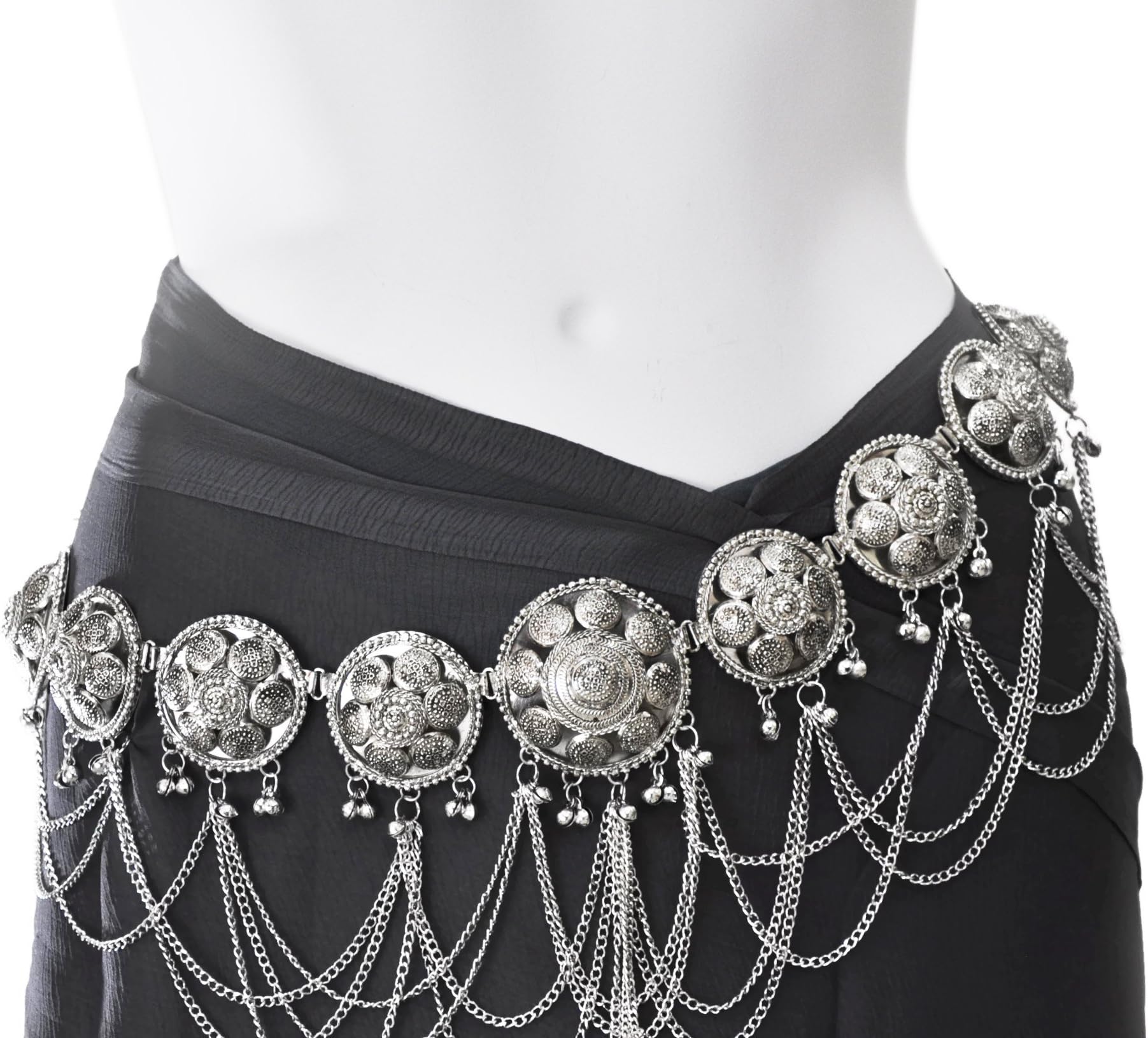 Waist Chain - Belly Chain for Women - Gypsy Belly Dance belt - Silver plated finish - 29" crafted length