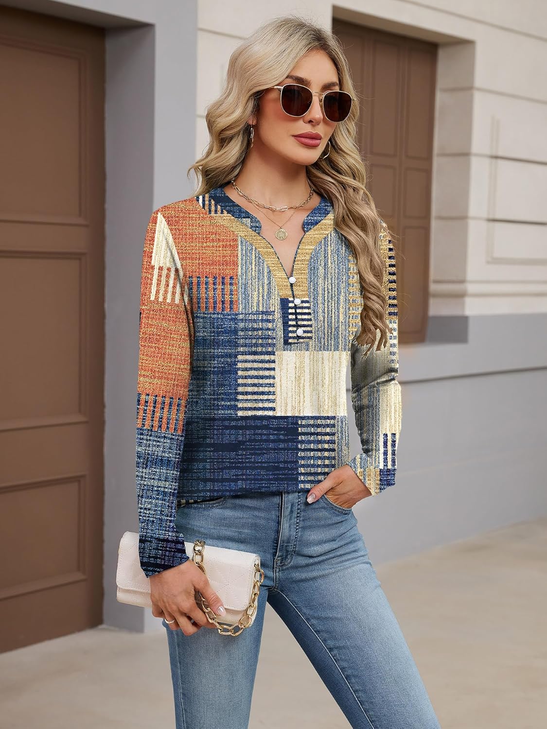 Chulianyouhuo Womens V Neck Long Sleeve Tops Button Fall Boho T Shirts 2026 Dressy Casual Tunic Blouse - Image 6