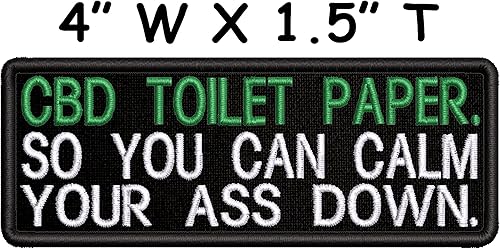 Miniatura 2 de Papel higiénico de CBD con texto en inglés So You Can Calm Your Ass Down Parche bordado para planchar o coser, divertidos refranes de humor,