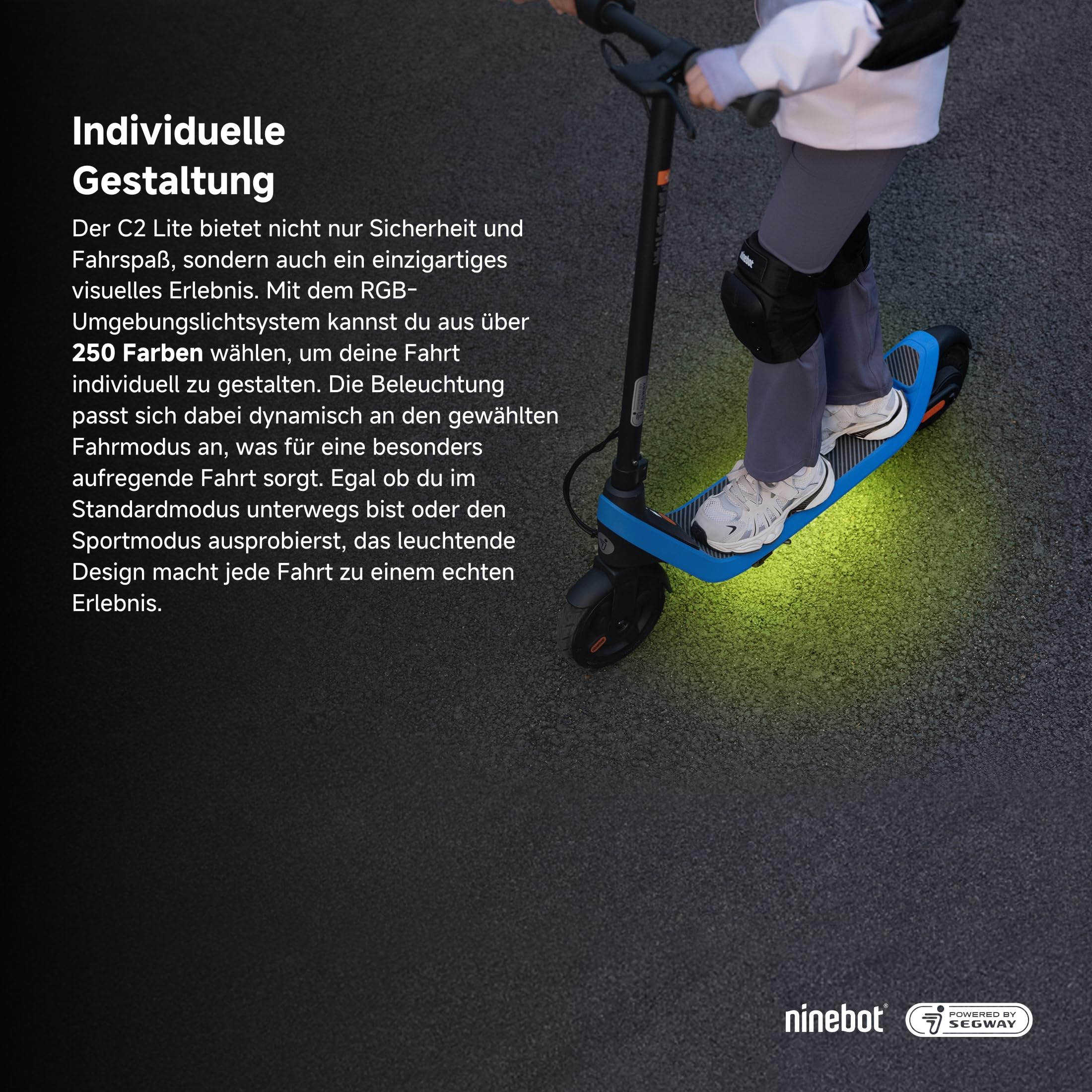 Segway-Ninebot C2 Lite, Patinete Eléctrico para niños y Adolescentes, máximo 16 km/h, 14 km de autonomía, 3 Modos de conducción