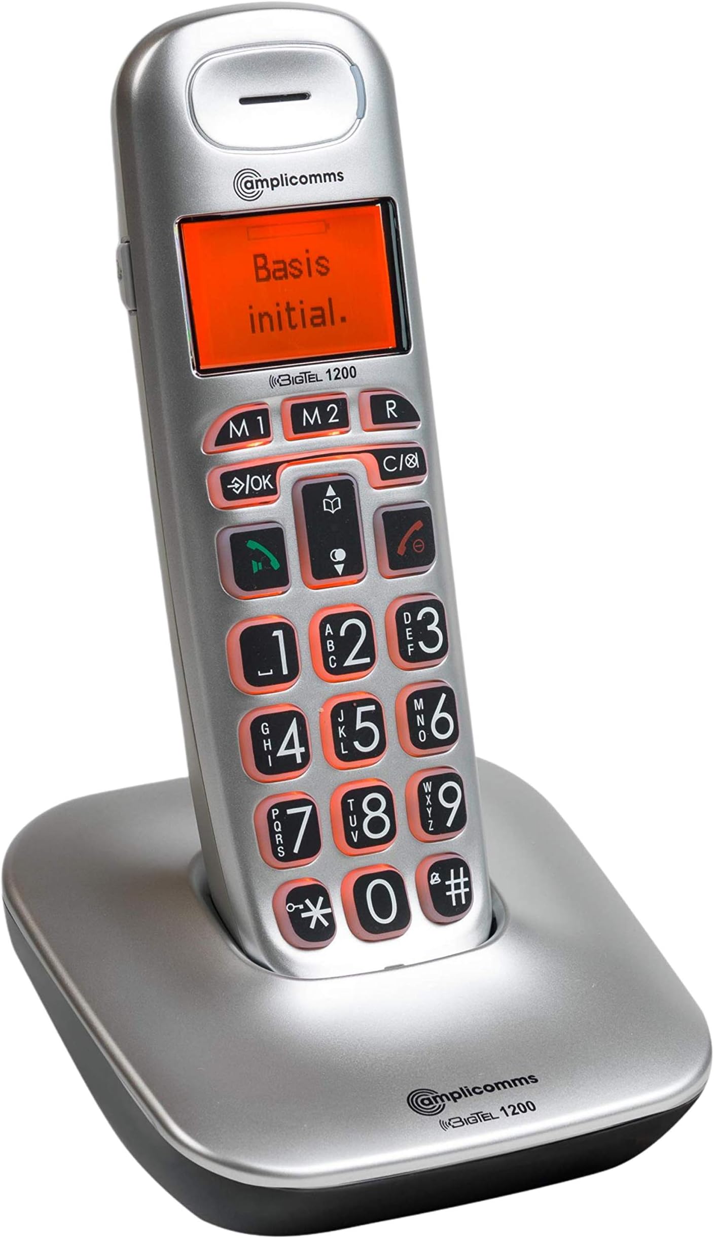 Amplicomms BigTel 1200 - Big Button Phone for Elderly - Loud Phones for Hard of Hearing - Hearing Aid Compatible Phones - Cordless Number Telephone