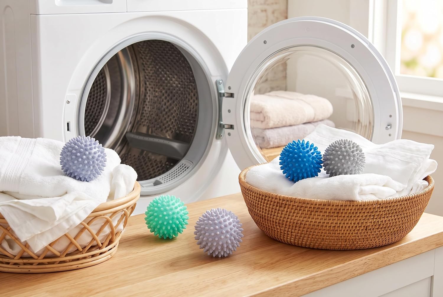 4-Pack Dryer Balls - Reusable Natural Fabric Softener, Reduces Wrinkles and Static, Speeds Up Drying Time - PVC Laundry Balls image 4