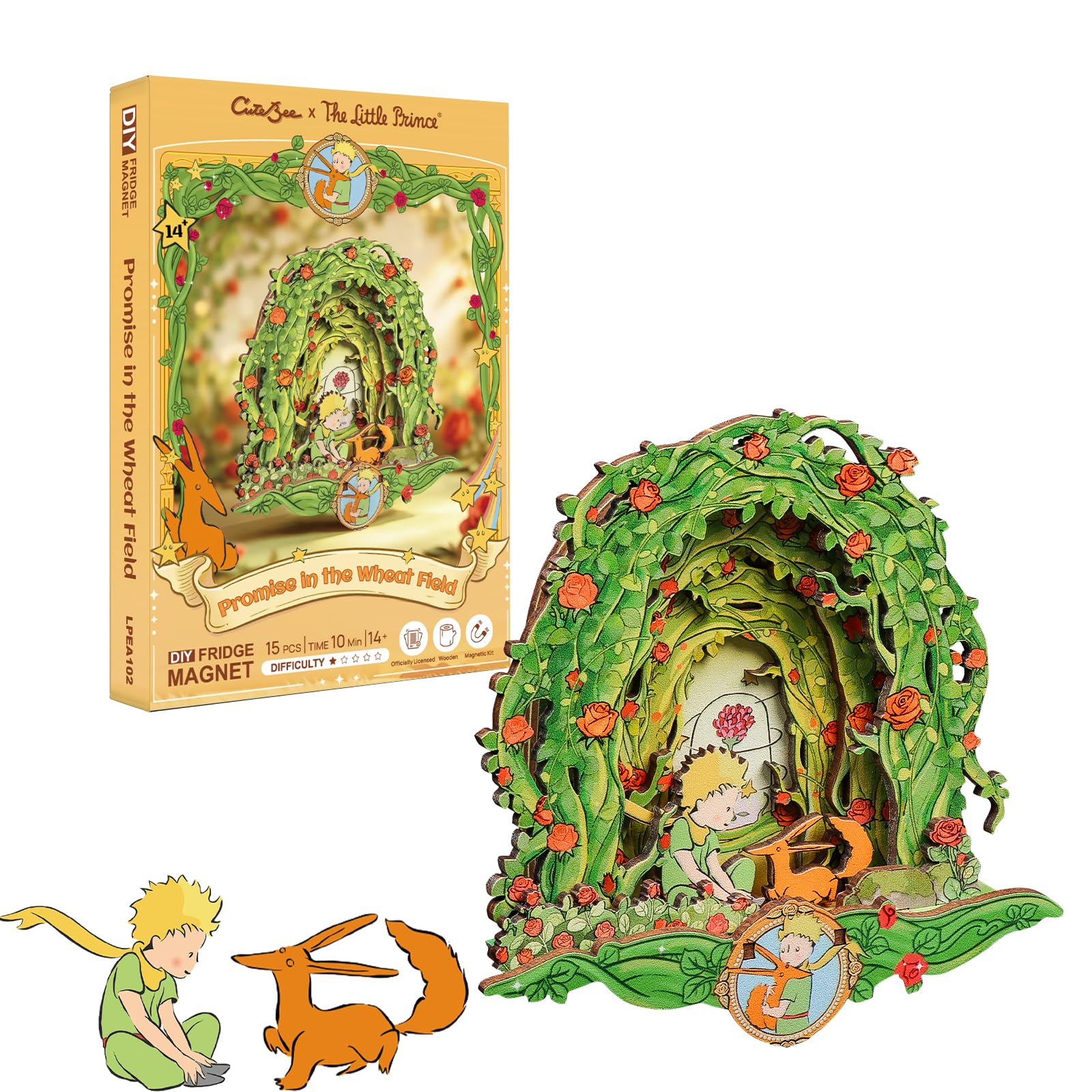 CUTEBEE The Little Prince 3D Wooden Puzzle DIY Miniature Fridge Magnet